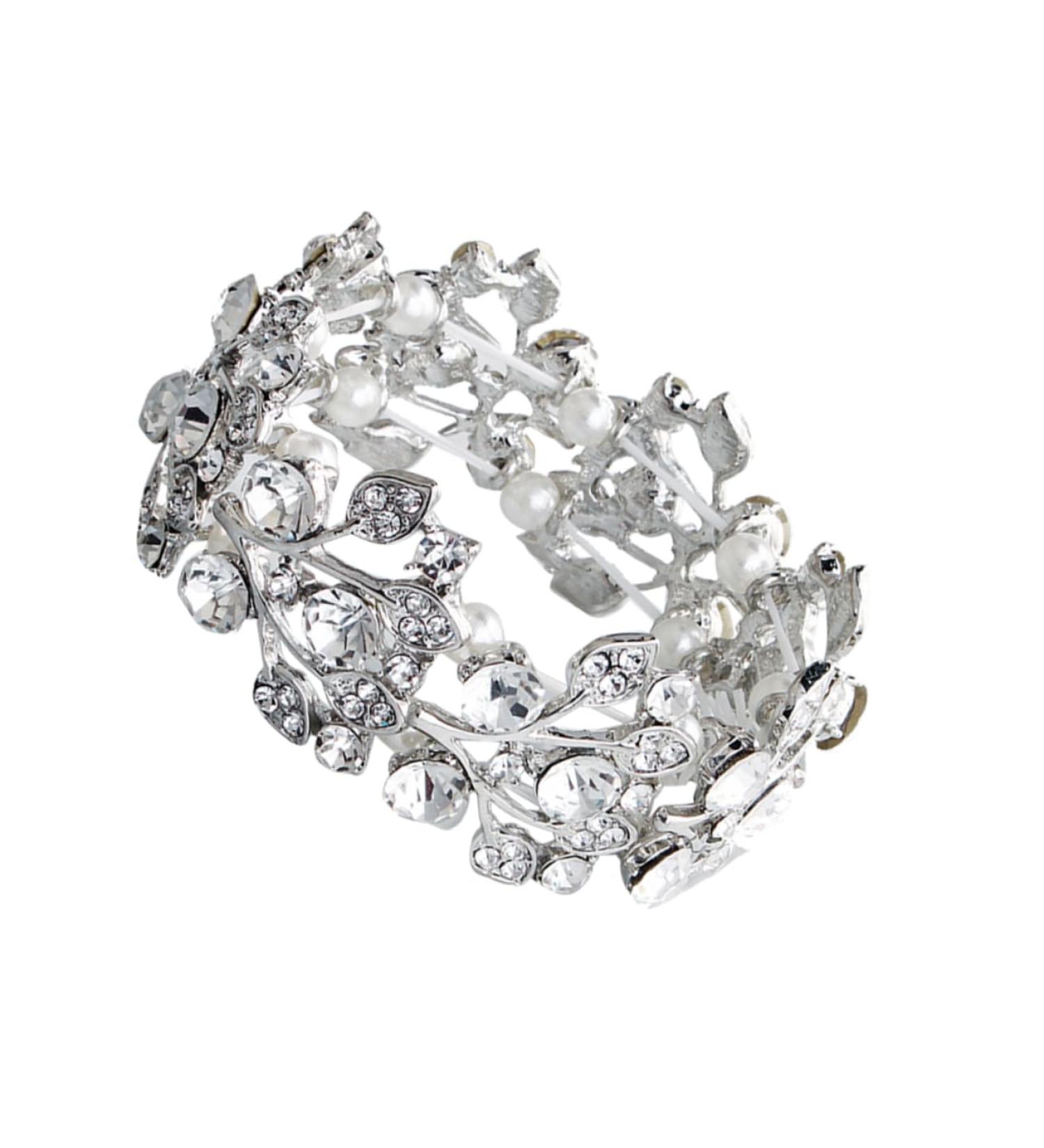 Shop Gatuida Pearl Tennis Bracelet - Stretchy Rhinestone Cuff Bracelet for Women - Elegant Open Bangle Design - International Shipping Available - Buy Online on GoSupps.com