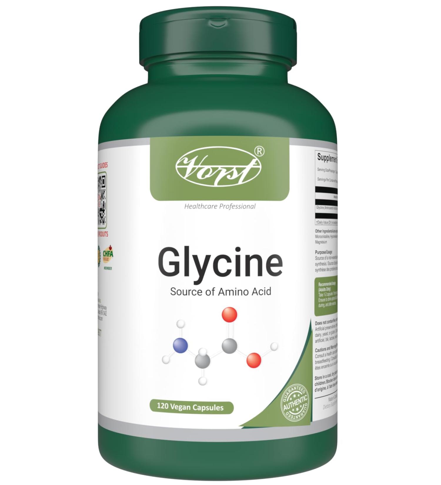 VORST Glycine Supplement 800mg 120 Vegan Capsules | Pure Glycine Powder Pills | 1 Bottle 120 count (Pack of 1) - Buy Online on GoSupps.com