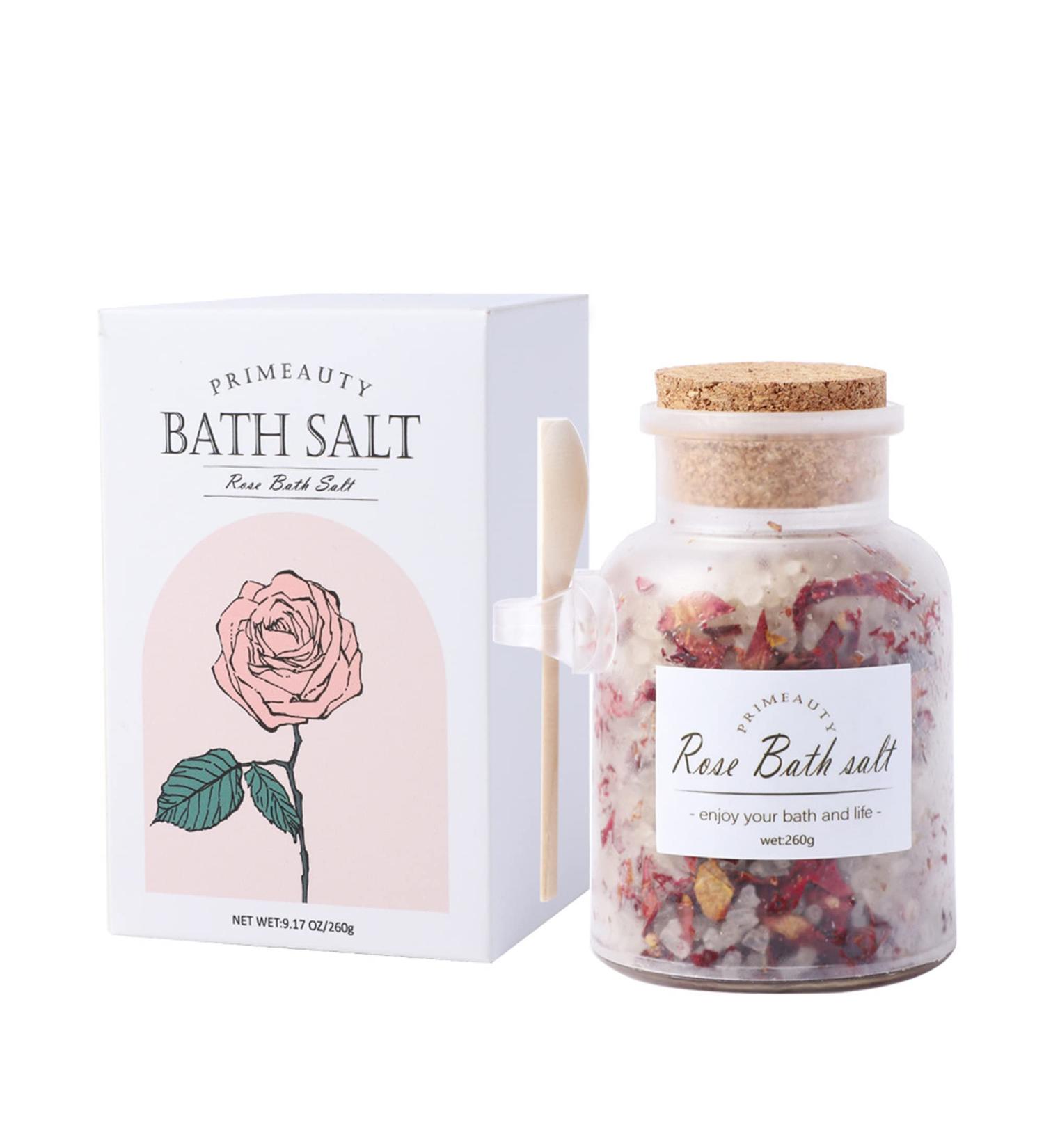 Himalayan Rose Bath Salt with Dead Sea Salt, Lavender & Bergamot Essential Oil - Stress Relief & Skin Soothing | 260g - Buy Online on GoSupps.com