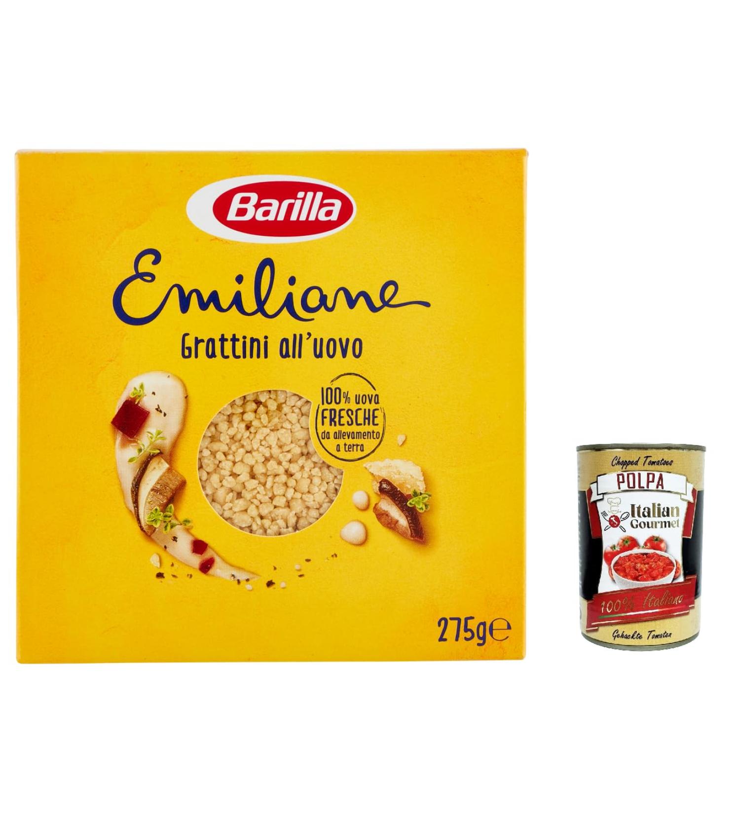  Italian Gourmet E.R. Barilla Egg Pasta Le Emiliane Grattini Egg Pasta 275 g + Italian Gourmet Pulp 400 g Pack of 20 - Buy Online on GoSupps.com