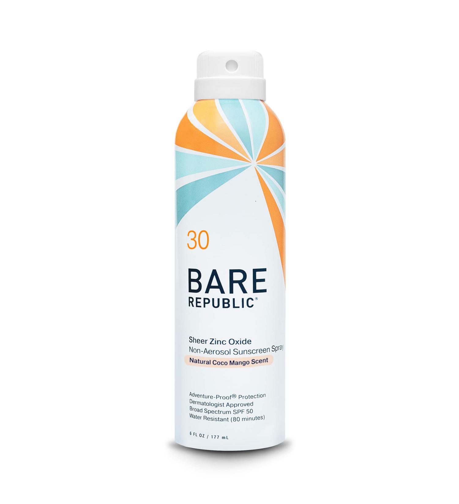 Bare Republic Mineral Sunscreen SPF 30 Sunblock Spray - Coconut Mango Scent - 6 Fl Oz - Buy Online on GoSupps.com