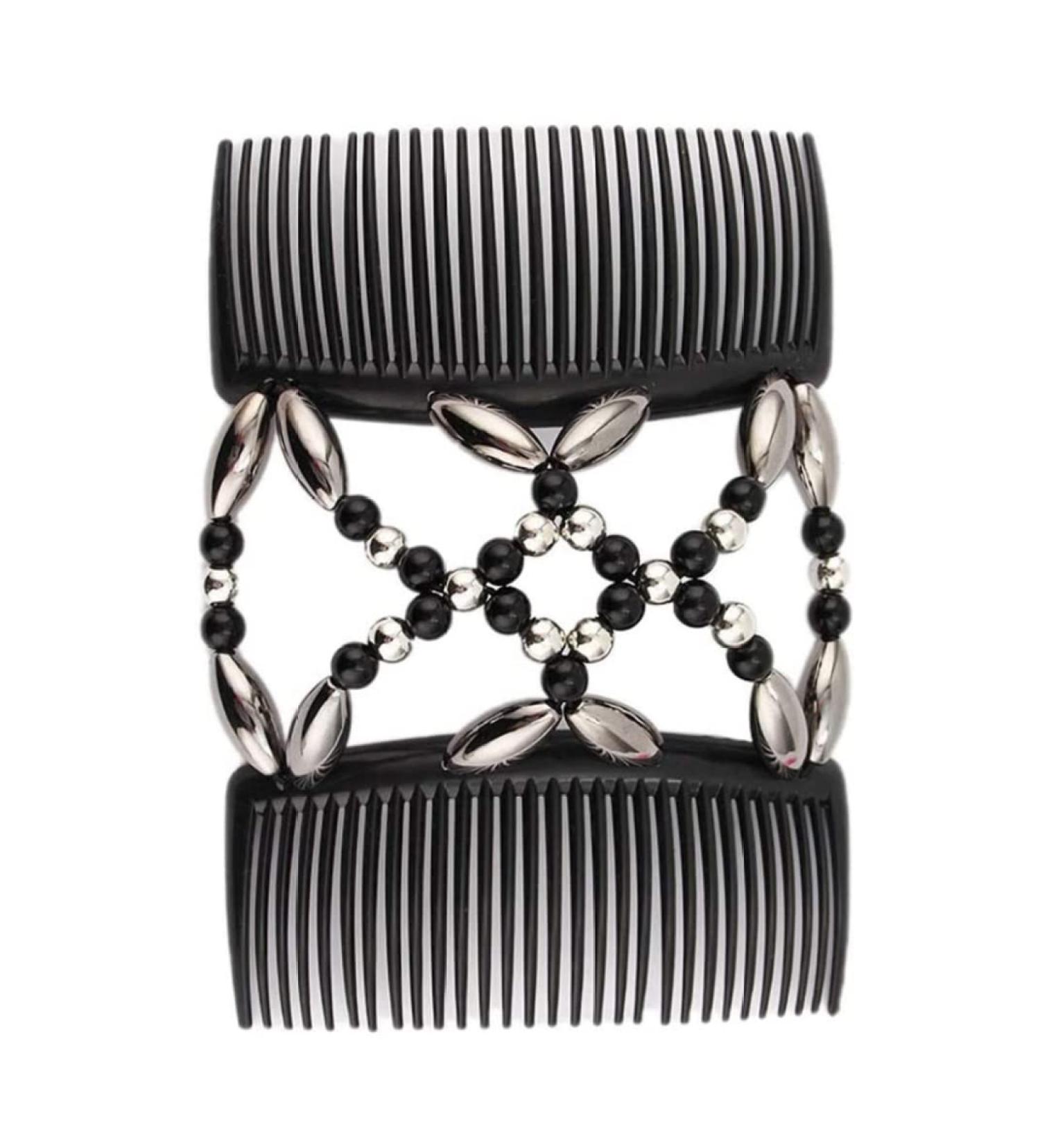 Beads Hair Combs Elastic Magic Hair Comb Stretchy Double Comb Hair Forks Clips for Women Hairpins Accessories - Buy Online on GoSupps.com