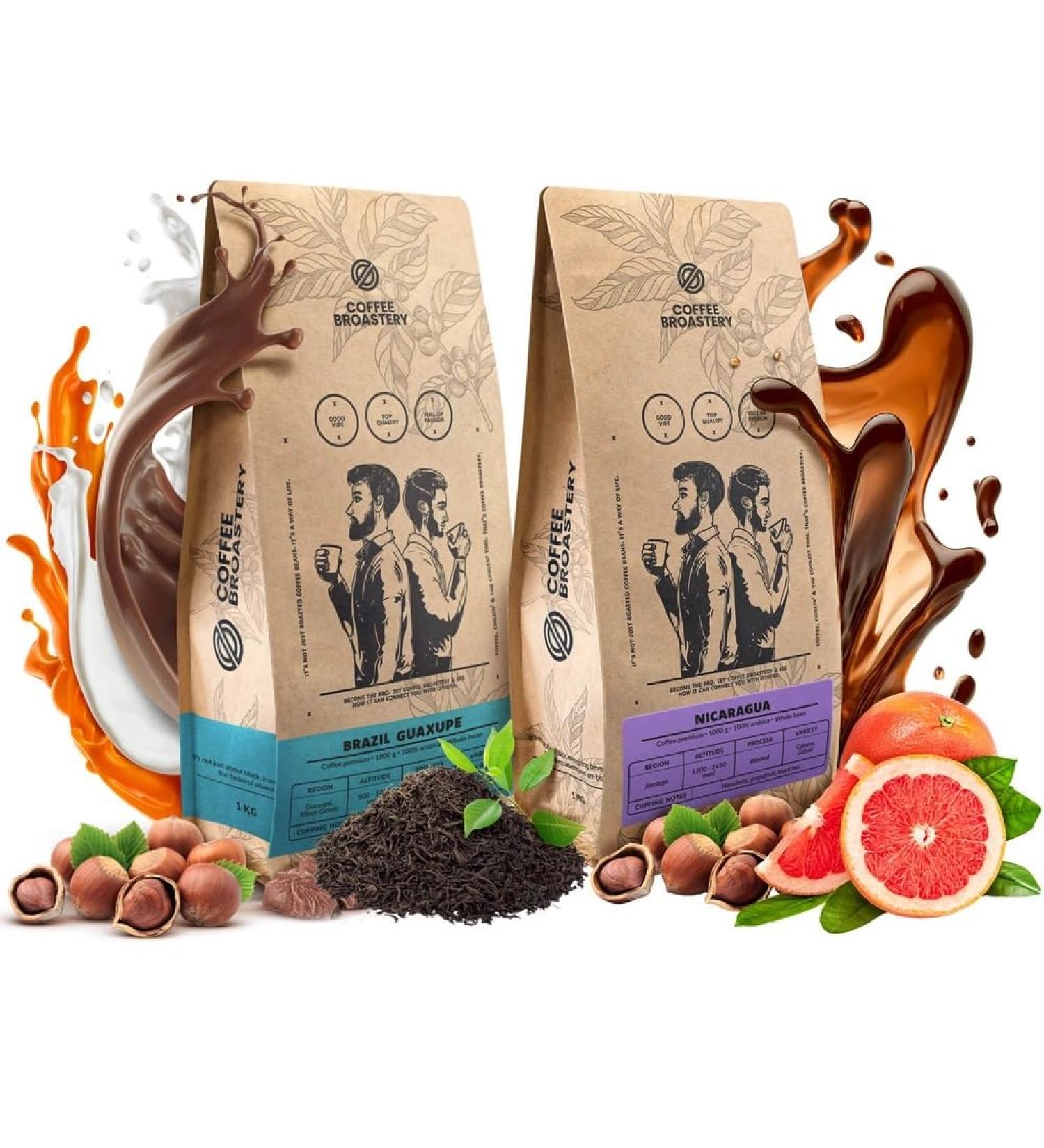 Coffee Broastery Coffee Beans Set 2x1kg 2000g | Nicaragua Colibr Azul | Brazil Guaxupe | Specialty Coffee | Freshly Roasted - Buy Online on GoSupps.com