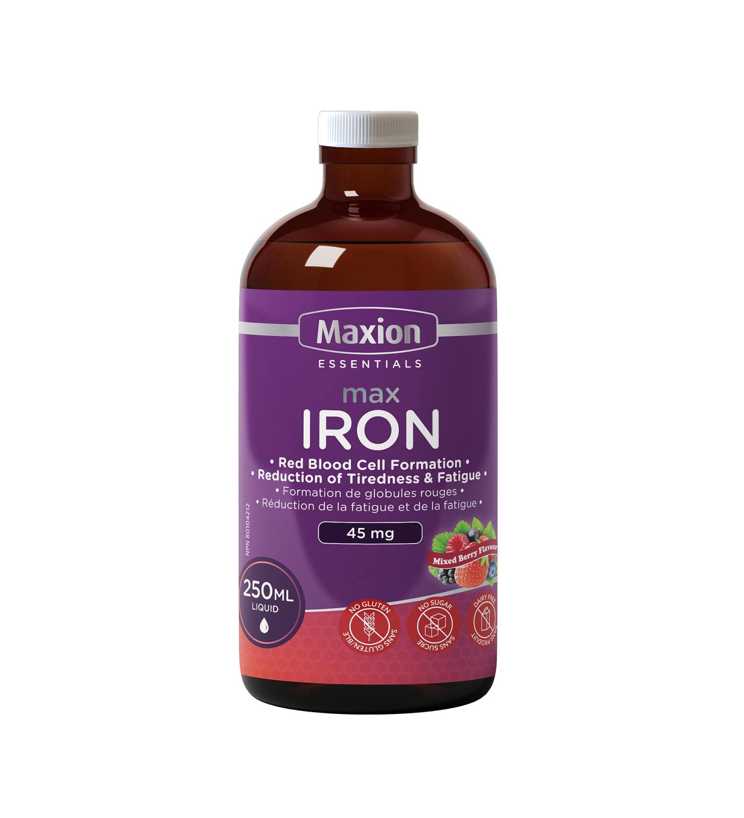 Maxion Iron Blood Booster Supplement to Combat Iron Deficiency Anemia Fight Fatigue and Build Blood Cells 250ml (1) - Buy Online on GoSupps.com