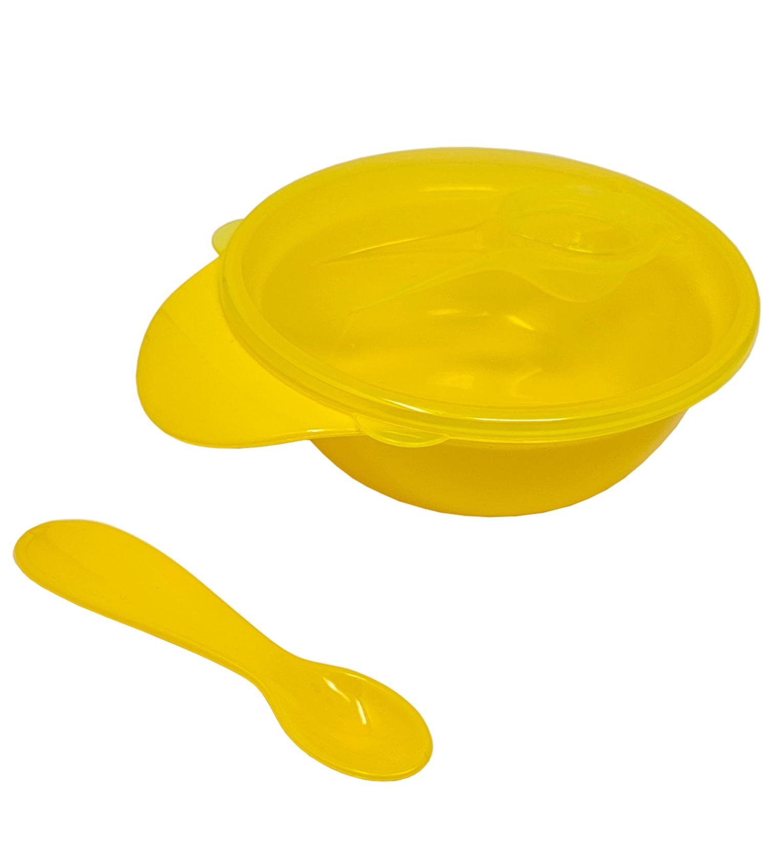 BaBy Laughs Ducky Yellow Travel Spoon and Bowl Set Baby Bowls for Weaning BPA-Free Compact Design Includes Spoon Ideal for On-The-Go Feeding Easy to Clean Yellow Ducky