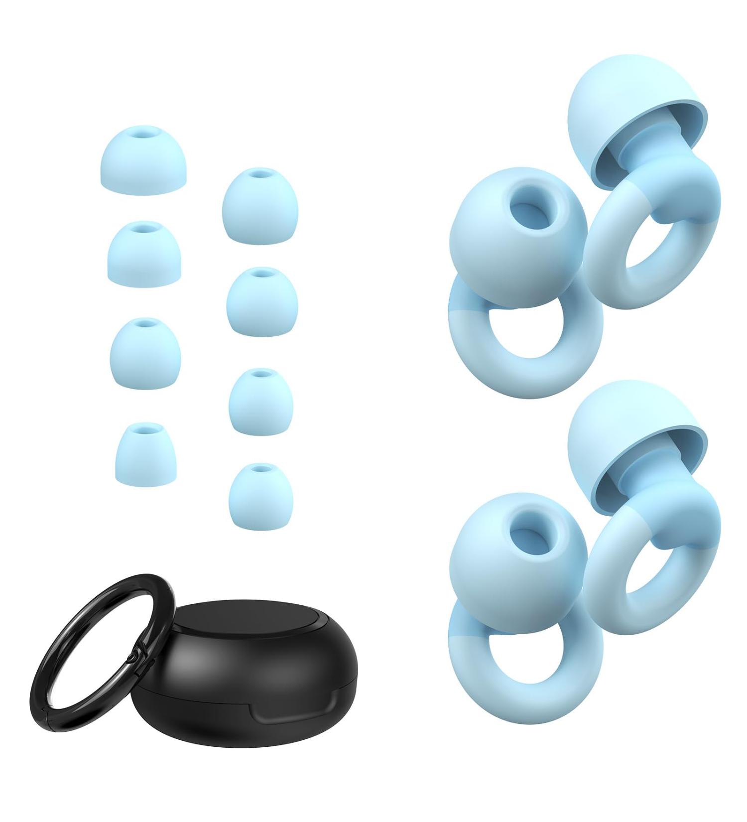 Buy Ear Plugs for Sleeping - 2 Pairs of Reusable Noise Reduction Earplugs (25dB-30dB) with 8 Tips | Soft Hearing Protection for Concerts Study & Work - Blue - Buy Online on GoSupps.com