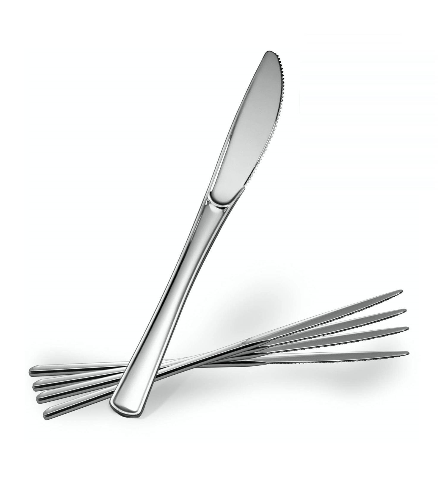 Plasticpro Disposable Heavy Duty Silver Plastic Knives Fancy Plastic Silverware Looks Like Real Silver Cutlery - Utensils Great For Catering Events Restaurants Parties And Weddings Pack Of 160 Kni - Buy Online on GoSupps.com