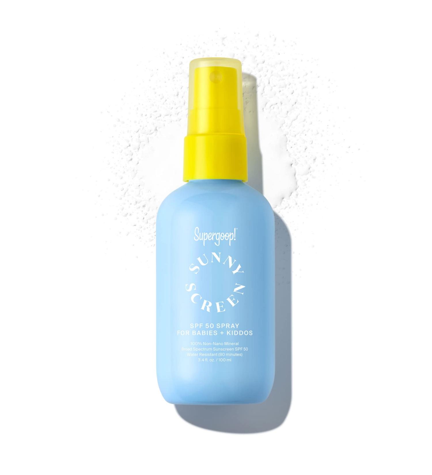 Supergoop! Sunnyscreen 100% Mineral Spray SPF 50 - 3.4 fl oz | Gentle Sunscreen for Babies & Kids | Pediatrician Tested, Hypoallergenic formula - Buy Online on GoSupps.com