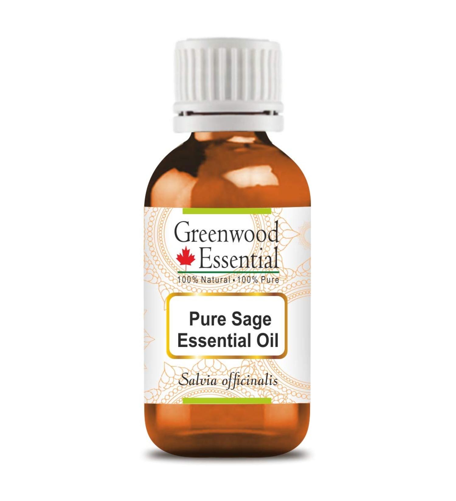 Greenwood Essential Sage Essential Oil 10ml (0.33 oz) - Steam Distilled, Salvia officinalis, Plastic Euro Dropper included - Buy Online on GoSupps.com