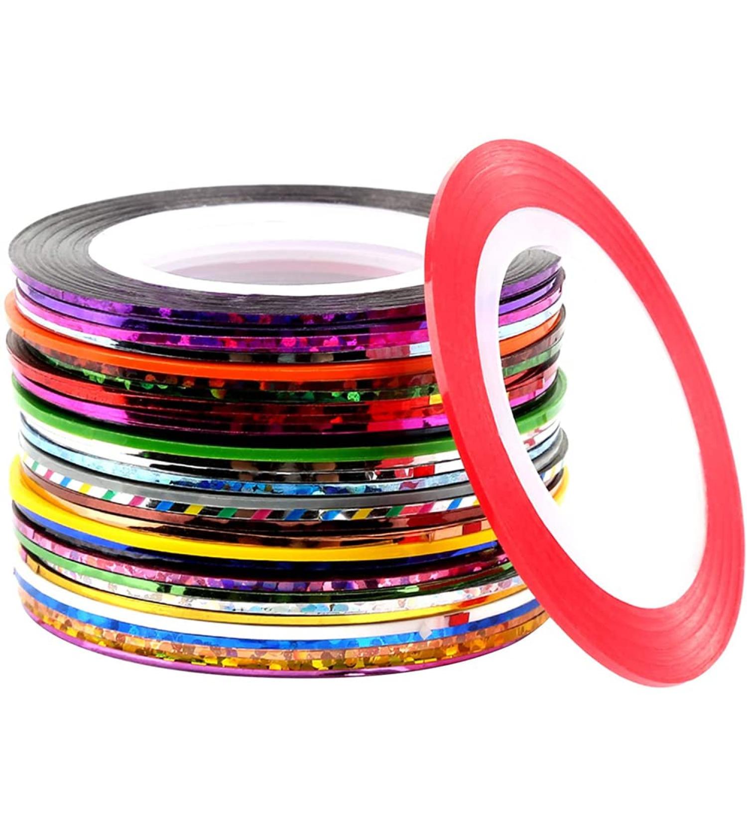 TEEROVA 32 Mixed Colors Nail Striping Tape Line with 2 Pieces Nail Tape Dispensers Nail Art Decoration Sticker DIY Nail Tip - Buy Online on GoSupps.com