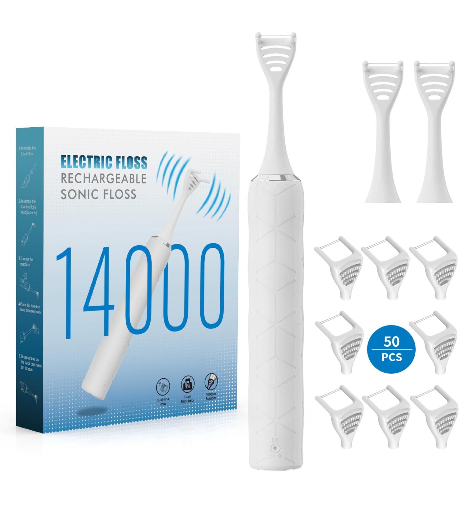 Electric Flosser for Teeth & Gum Care | Dual-Line Flosser & Tongue Scraper for Adults & Kids - International Shipping Available - Buy Online on GoSupps.com