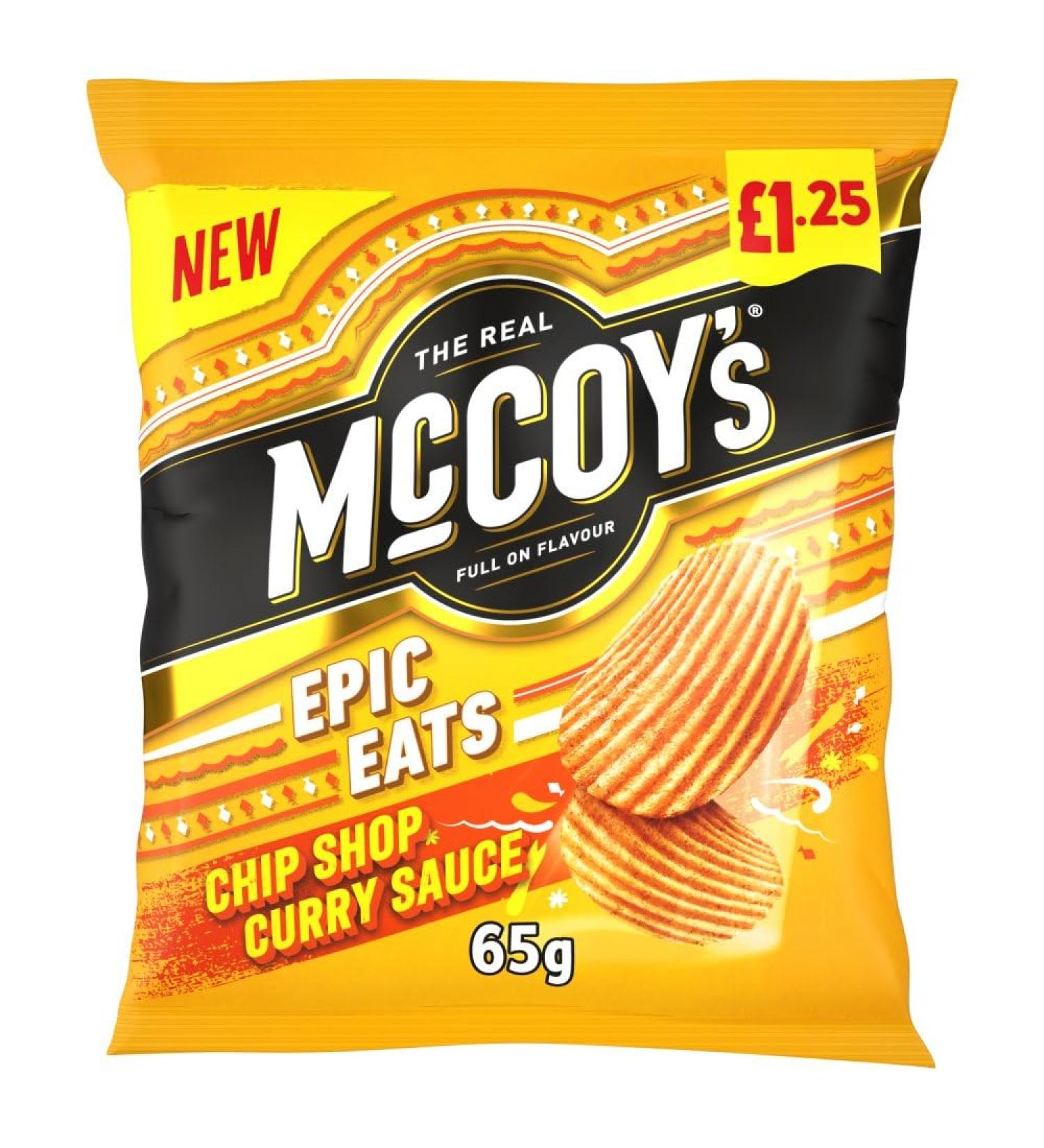 McCoy's Epic Eats Chip Shop CURRY SAUCE Sharing Crisps Sncaks 20 x 65g Bags