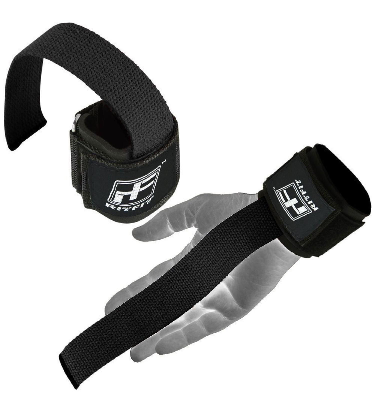 RitFit Lifting Straps with Wrist Protector - Ideal for Weightlifting, Bodybuilding, MMA, Powerlifting - Unisex Black Design - Buy Online on GoSupps.com