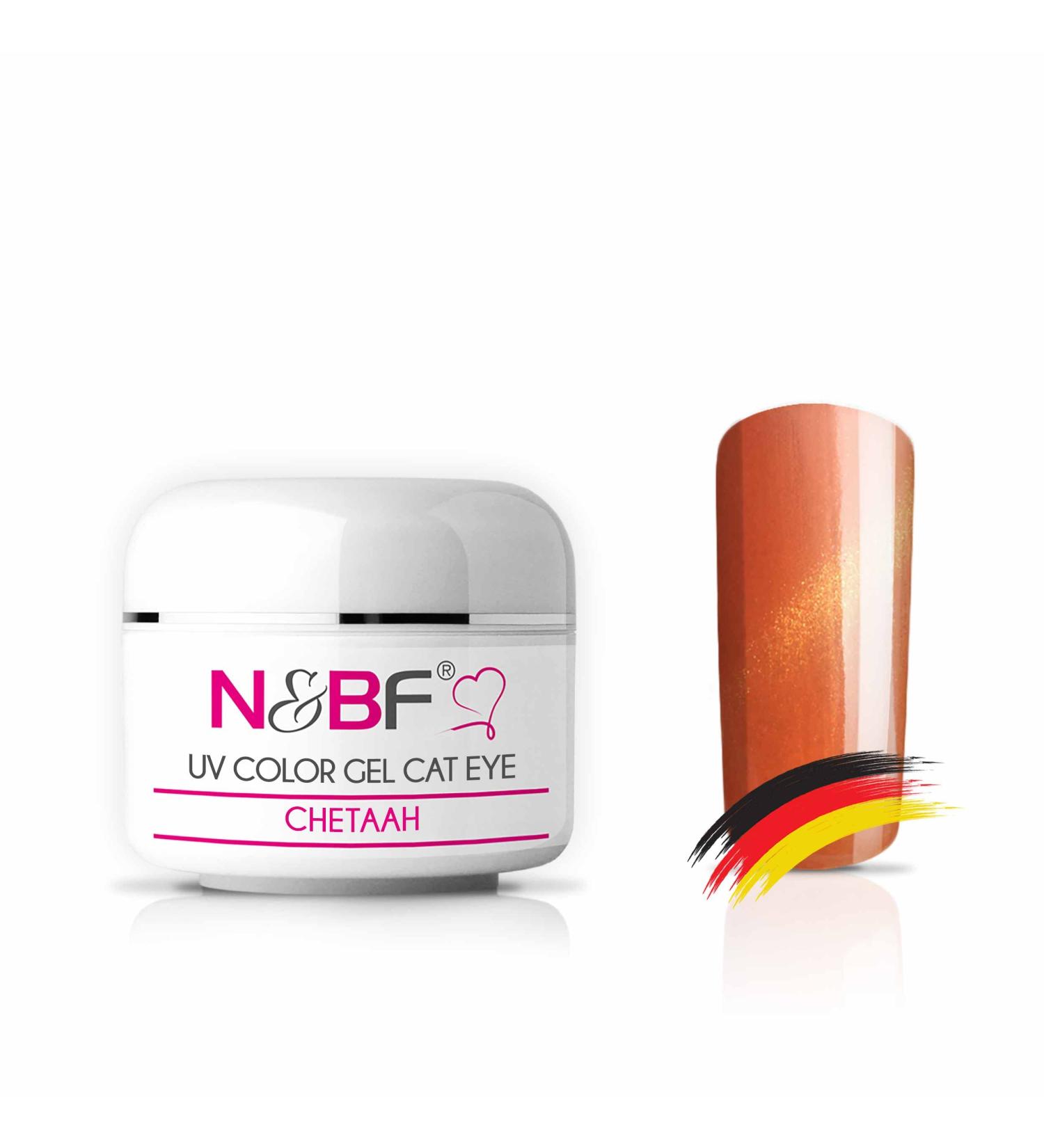 N&BF Cat Eye UV Farbgel 5ml - Cheetah Orange | German UV Color Gel | Opaque Nail Gel with Cat Eyes Effect | Magnet Gel for Geln gel - Buy Online on GoSupps.com