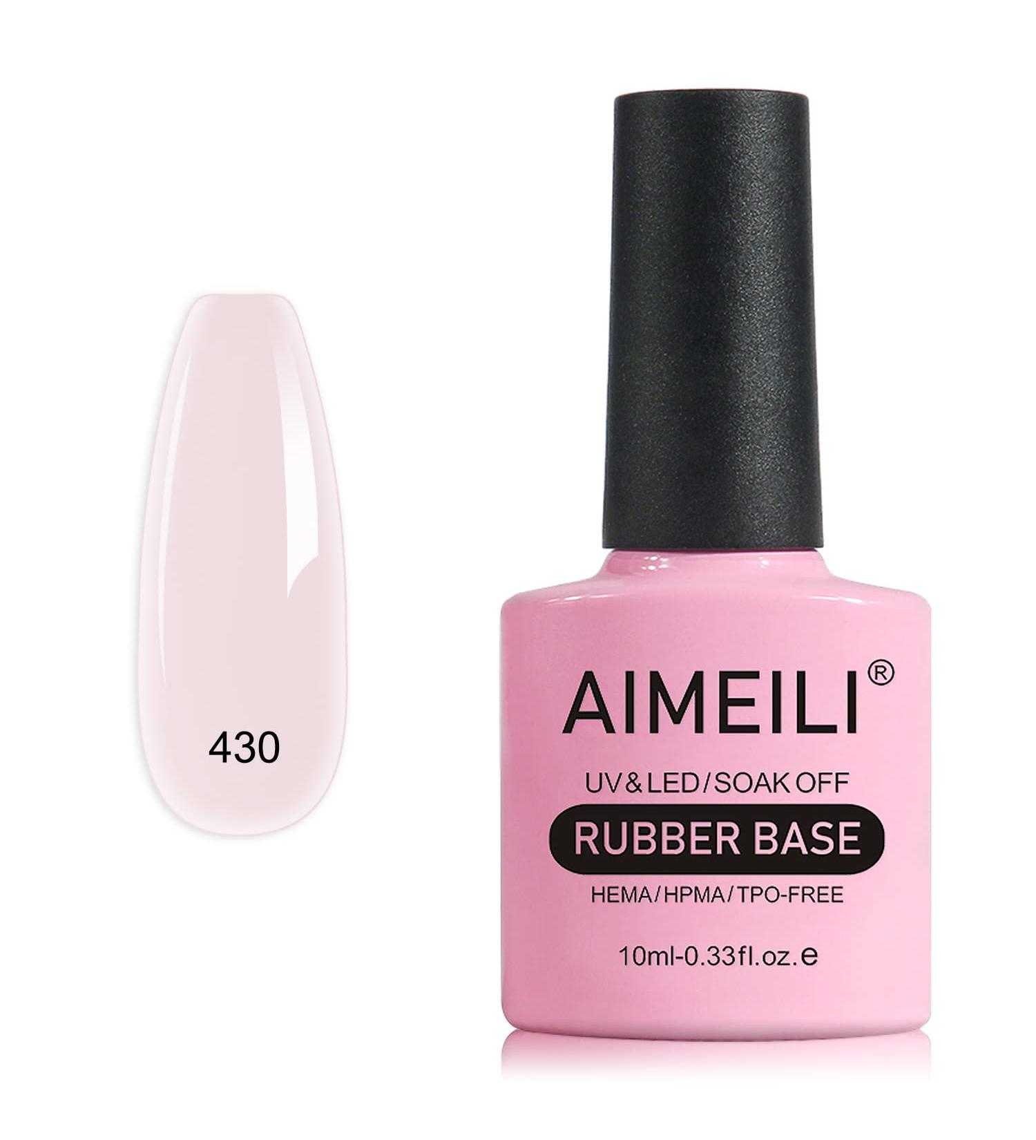 AIMEILI 5-In-1 Sheer Color Rubber Base Gel Nail Polish - (430) 10ml | UV/LED Soak Off Elastic Strengthener & Rhinestone Glue Gel - Buy Online on GoSupps.com