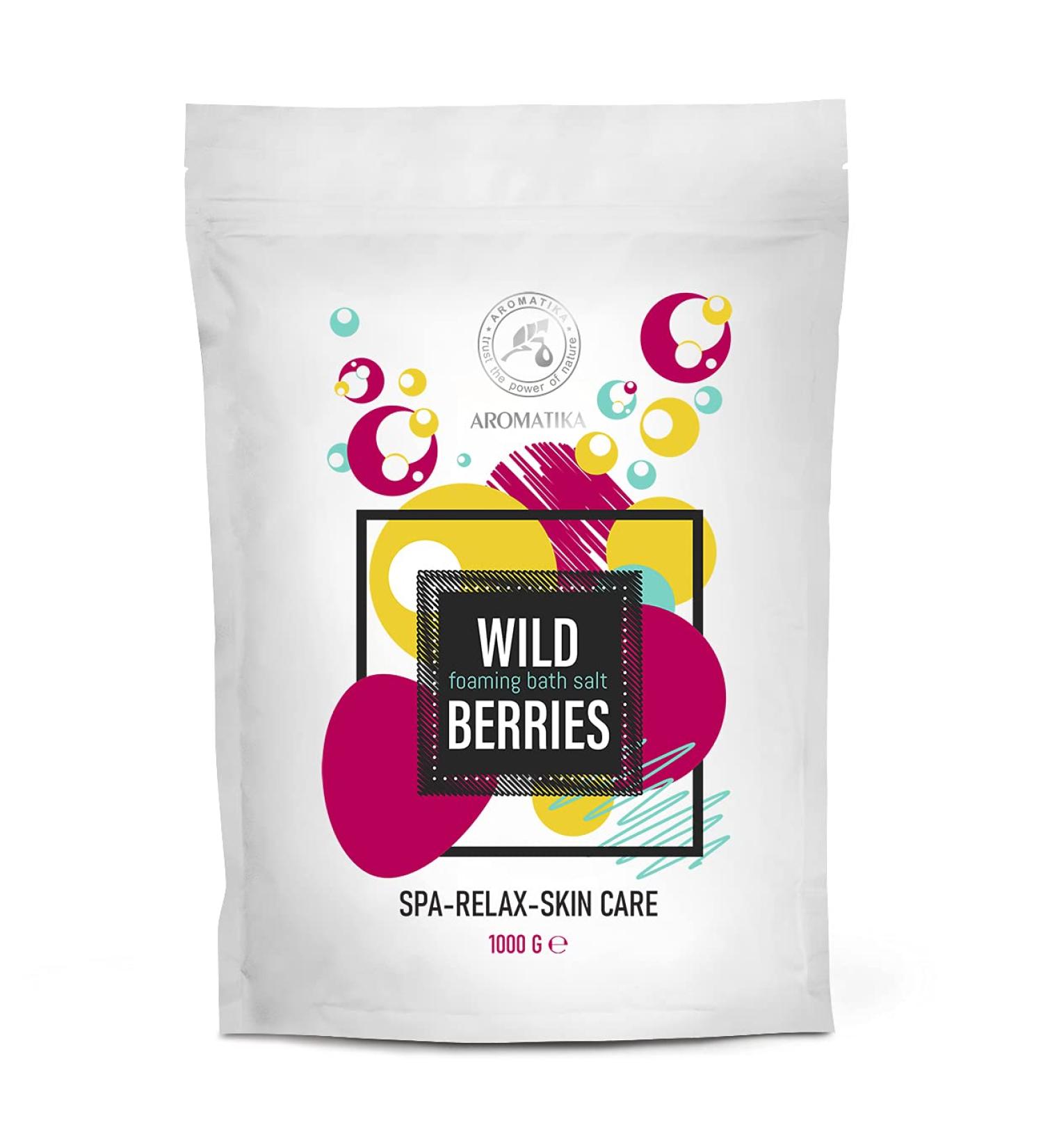 Wild Berries Foaming Bath Sea Salt 35 Oz - Relaxing Bubble Bath with Almond & Grape Seed Oil for Aromatherapy Soak - Buy Online on GoSupps.com