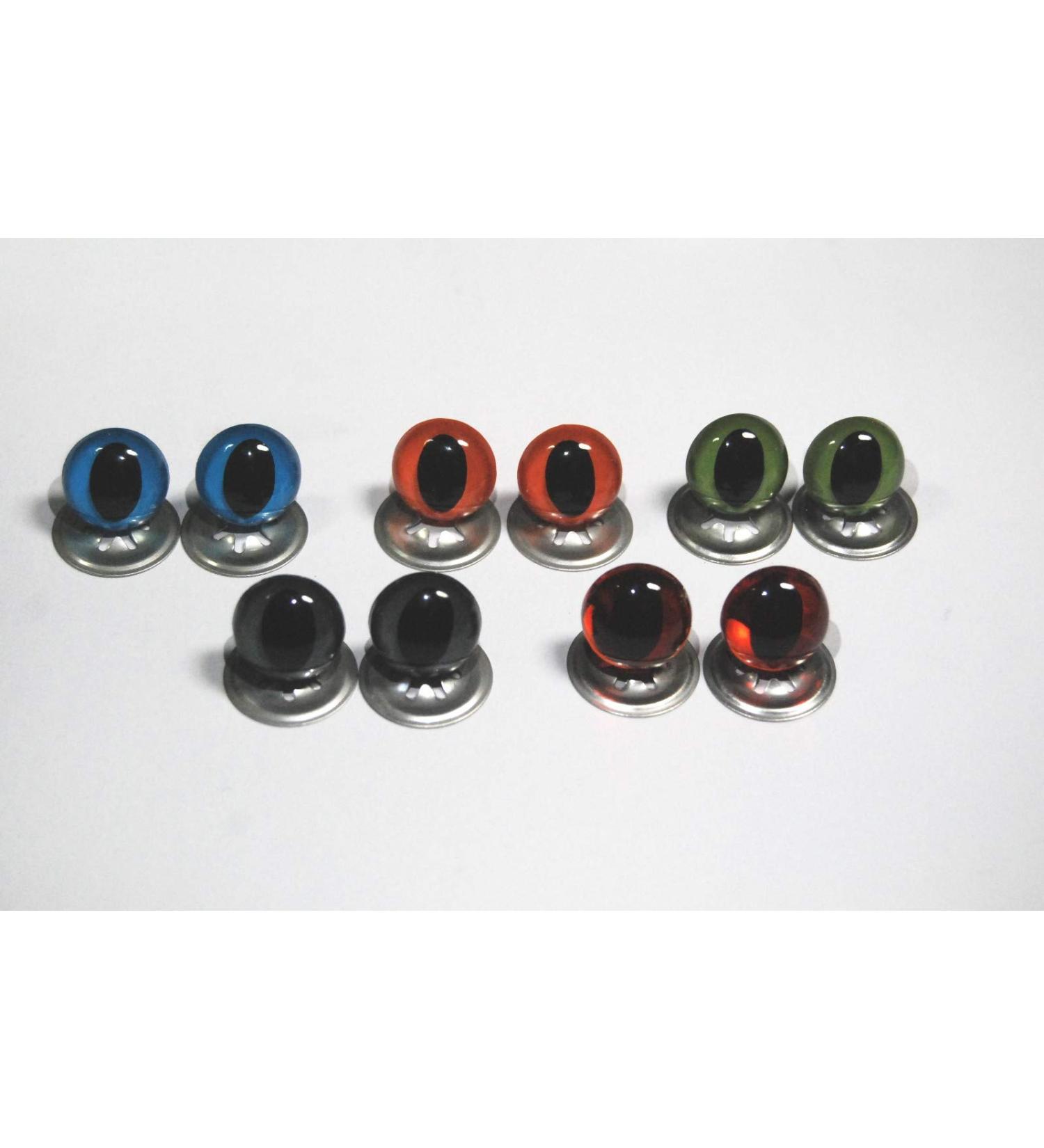 Pack of 5 Pairs - Mixed Cats Crystal Eyes with Metal Backs - 9mm - Safety Eyes for Soft Toys or Teddy Bears - Buy Online on GoSupps.com