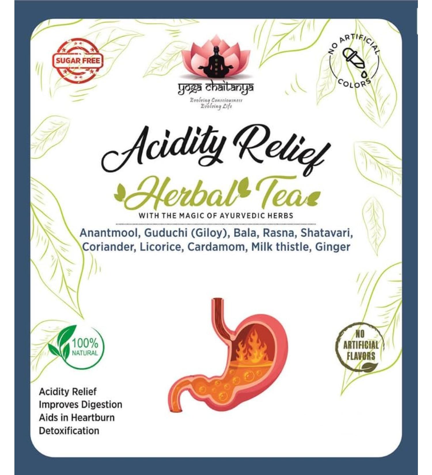 Yoga Chaitanya Acidity Relief Herbal Tea-Caffeine free-Loose Leaf (50 gm) - Buy Online on GoSupps.com