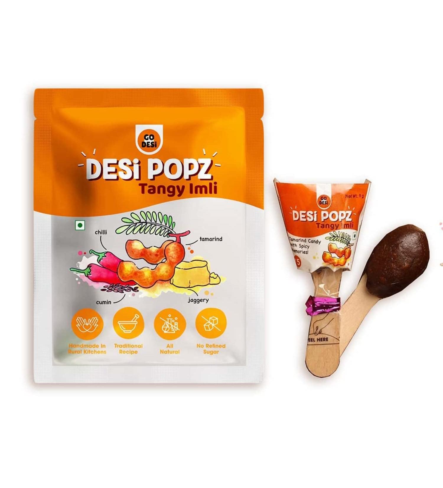 GO DESi Tamarind Lollipops | 32 Pieces | Fruit Candy | Desi Pops | Digestive Candies | Travel Pouch - Buy Online on GoSupps.com