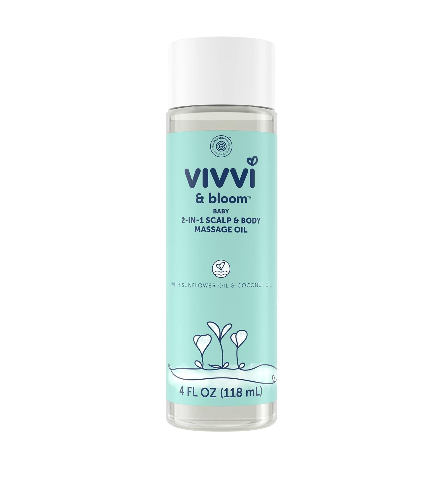 VIVVI & BLOOM Gentle Baby Massage Oil - 2-in-1 Formula for Scalp & Body - Hypoallergenic - 4 fl. Oz - Buy Online on GoSupps.com