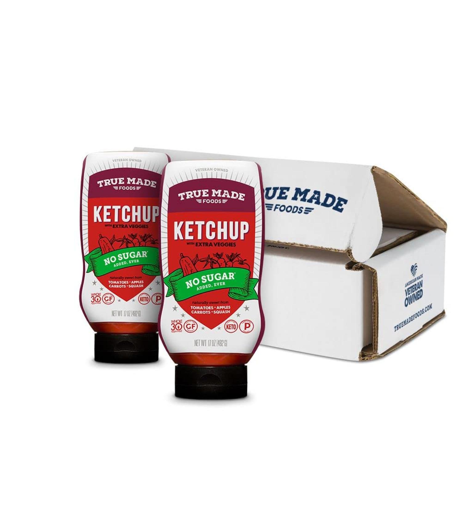 True Made Foods No Sugar Added Ketchup 17oz 2 Pack - Whole 30, Keto, Vegan Friendly - Buy Online on GoSupps.com