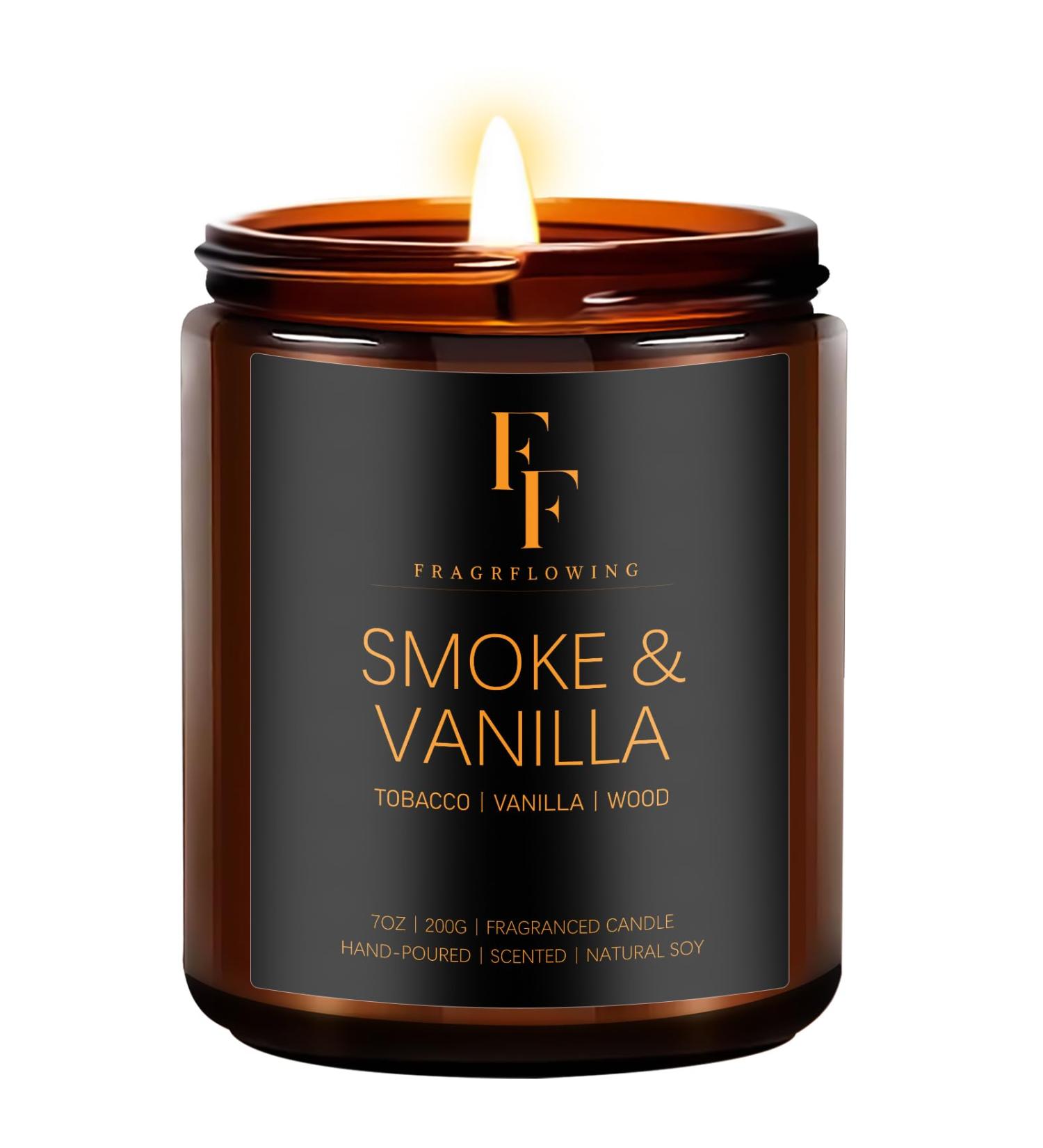 Smoke & Vanilla Scented Candles - Aromatherapy Gift for Home | Amber Jar Candles for Men & Women - Buy Online on GoSupps.com