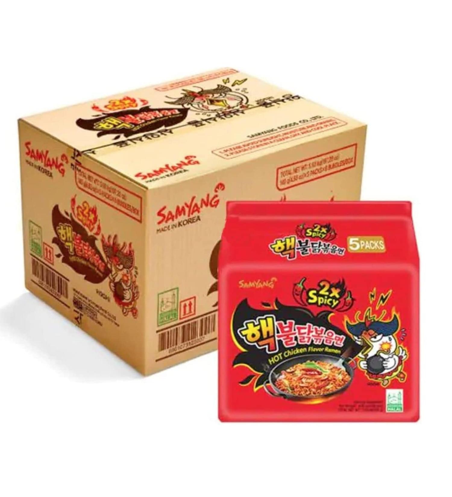 SAMYANG 2x Spicy Ramen Noodles (40-Pack) | Authentic Korean Flavor | Double the Heat | Quick & Easy Prep - Buy Online on GoSupps.com