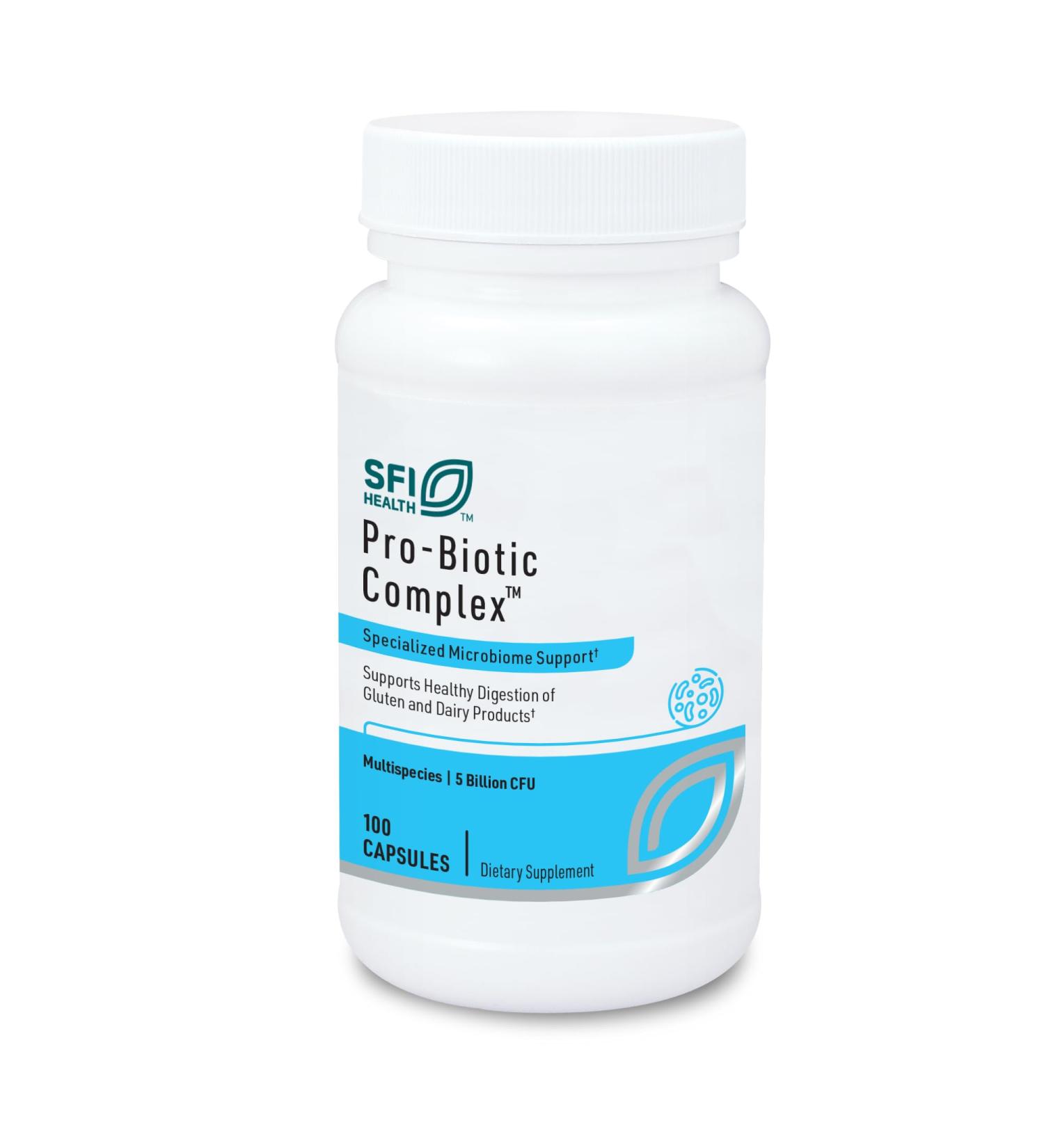 Klaire Labs SFI Health Pro-Biotic Complex - Intestinal Support for Men & Women, 5 Billion CFU Lactobacillus acidophilus & Bifidobacterium bifidum Probiotic, Hypoallergenic & Dairy-Free (100 Capsules) 100 Count (Pack of 1) - Buy Online on GoSupps.com