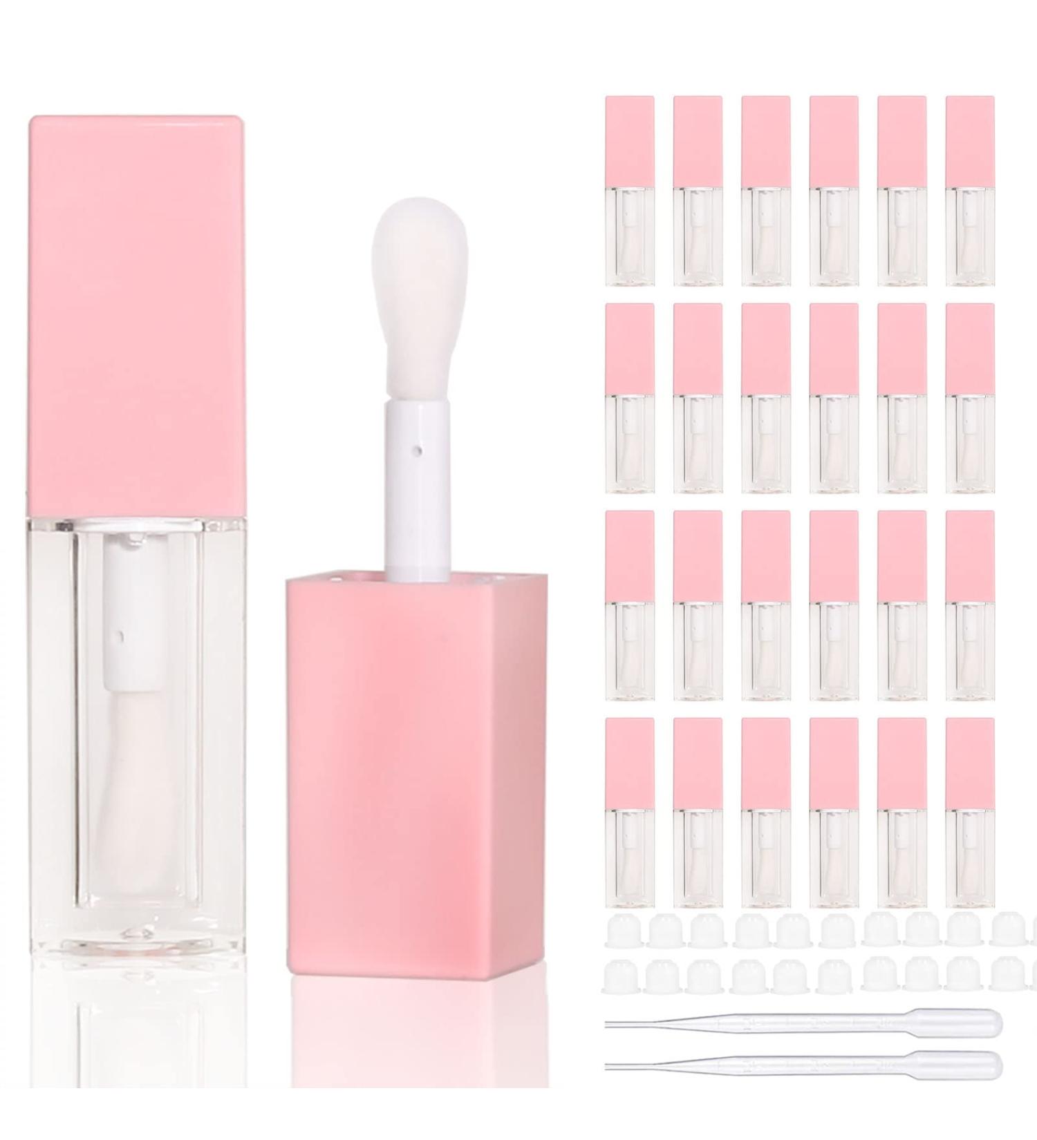 24pcs 5ml Empty Square Pink Lip Gloss Tubes Wholesale with Big Wand - Lip Gloss Containers - Buy Online on GoSupps.com