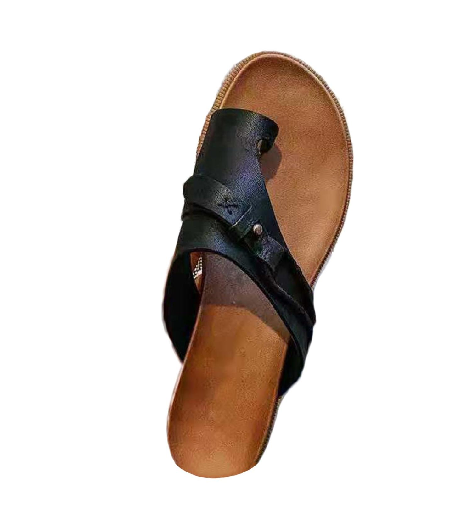 Casual Bunion Beach Sandals for Women - Lightweight Summer Flip Flops Orthopedic Slippers for Plantar Fasciitis Size 7.5 Black - Buy Online on GoSupps.com