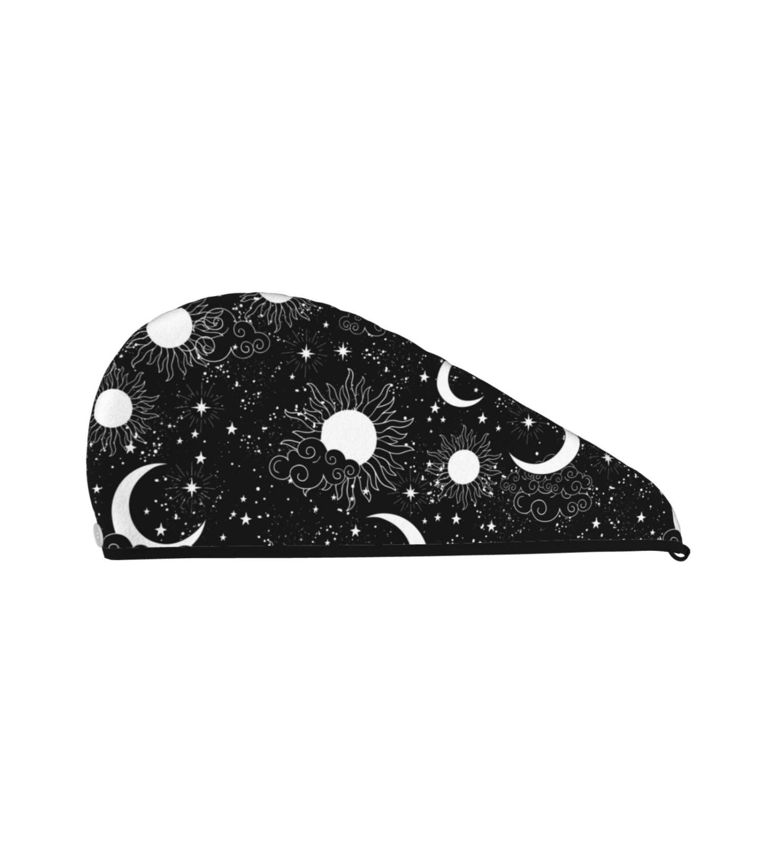 Buy Hair Towel Wrap | Quick Drying Towel Turban with Button - Crescent and Stars Design - Buy Online on GoSupps.com
