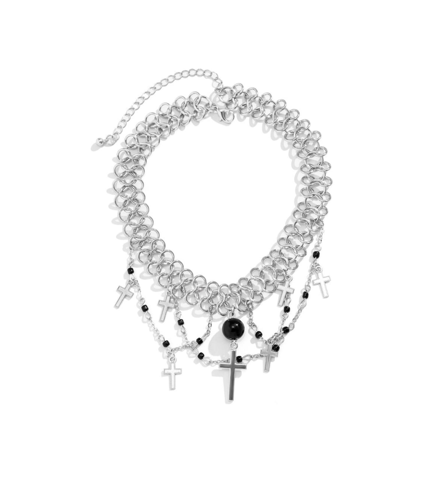 Shop Oralgos Trendy Black Pearl Choker with Crucifix Pendant - Gothic Punk Chain Necklace & Edgy Accessories - Buy Online on GoSupps.com