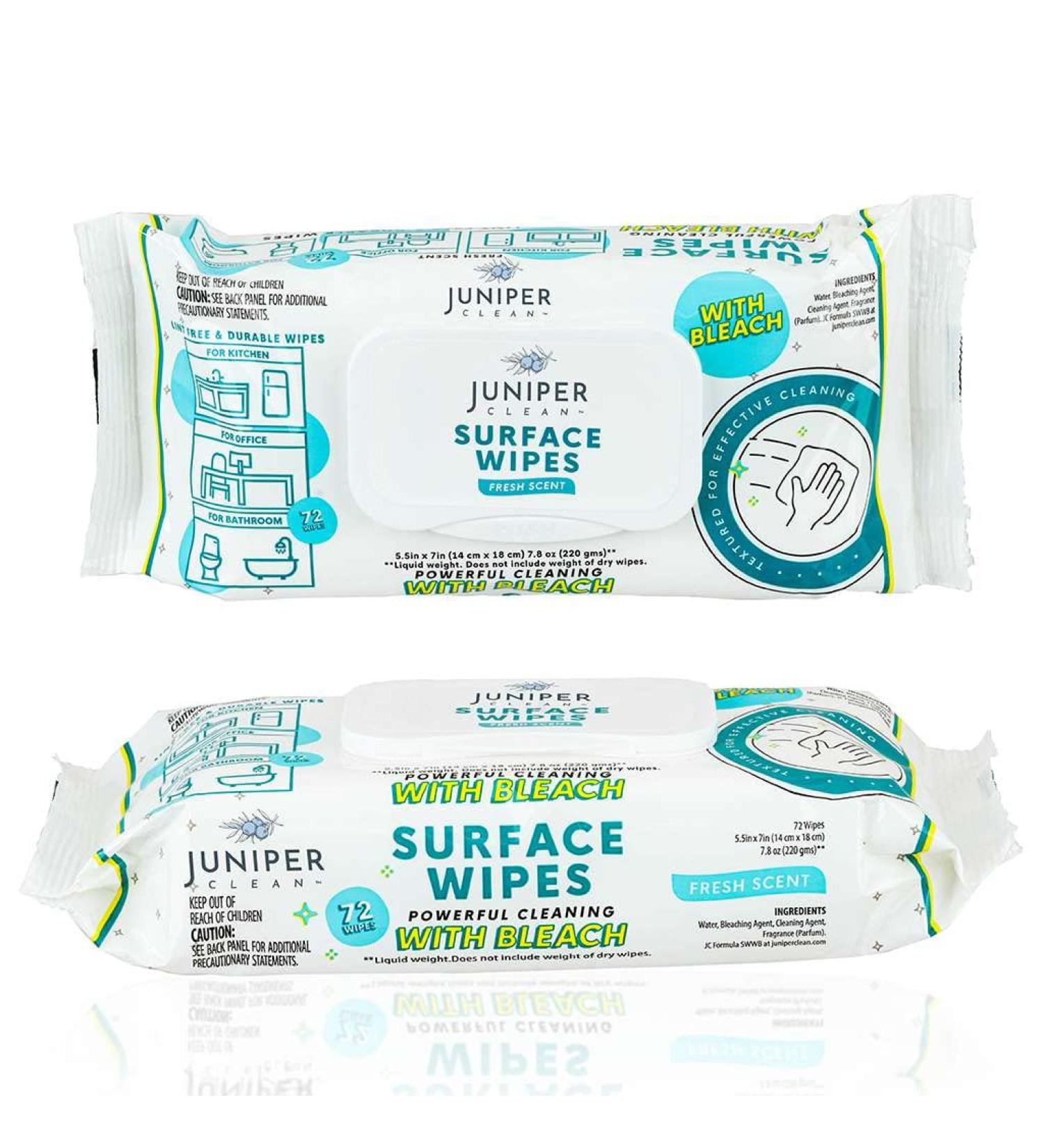 Surface Wipes with Bleach - All-Purpose 72 Count | Fresh Scent Lint Free Durable Cleaner for Kitchen Bathroom & Office - Buy Online on GoSupps.com