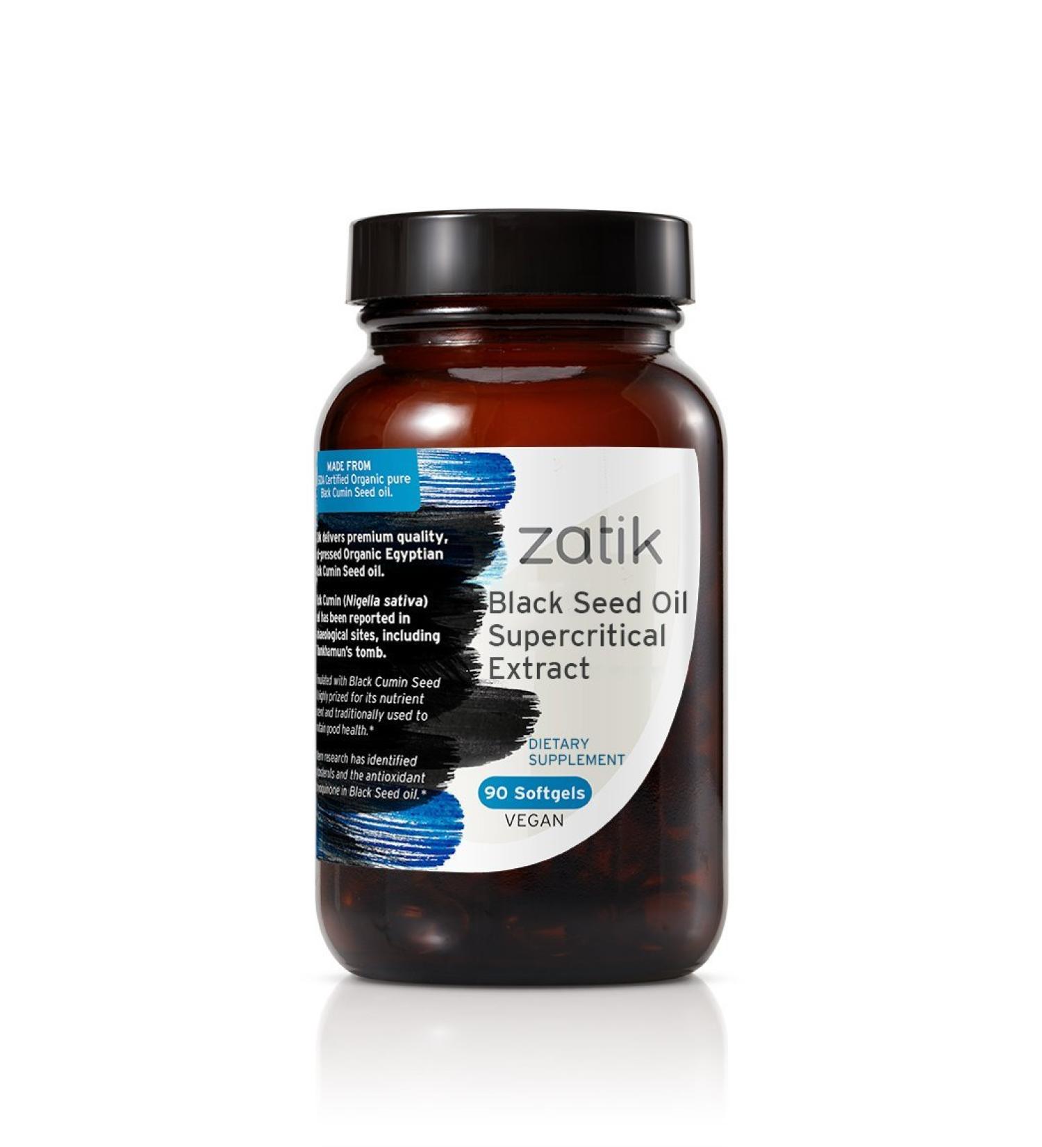 Zatik Naturals Black Cumin Seed Oil Softgels - USDA Organic, Cold Pressed, Vegan, Non GMO - 90 Count - Buy Online on GoSupps.com