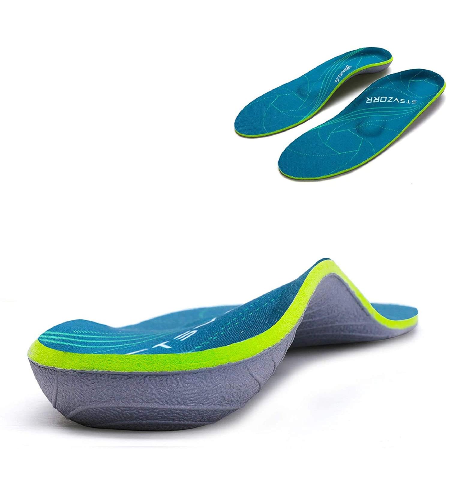 Plantar Fasciitis Orthopedic Insoles UK-12 (30.5CM) Green - Arch Support for Flat Feet, Heel Pain Relief, Shock Absorption & Comfort - Inserts for Men & Women - Buy Online on GoSupps.com
