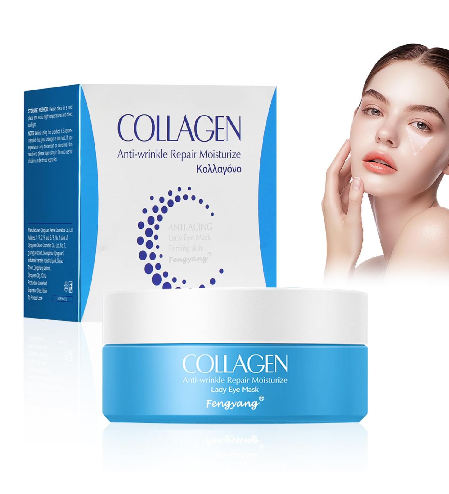  Fengyang Fengyang Collagen Eye Mask Hyaluronic Acid Eye Pads Reduces Wrinkles and Puffiness Anti-Aging Hydrogel Pads with Cooling Moisture - Buy Online on GoSupps.com