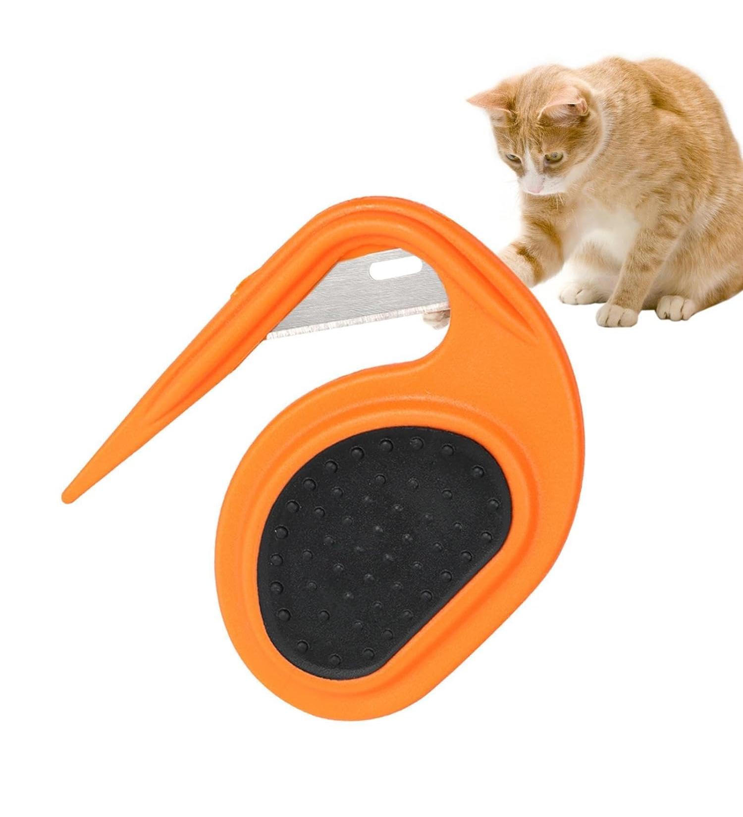 Pet Knotting Comb - Grooming Tool for Cats & Dogs | Hair Removal & Massage Comb with Steel Blade - Orange - Buy Online on GoSupps.com
