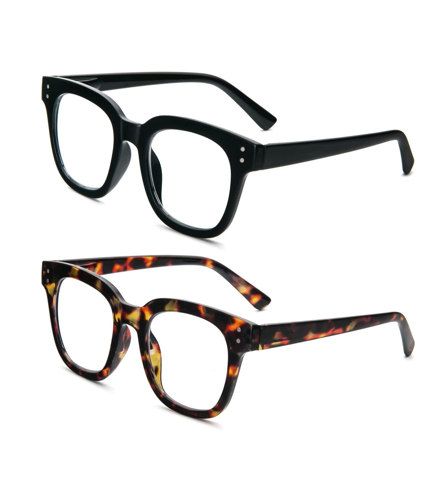 MMOWW 2 Series Pack Reading Glasses for Women - Rectangular Oversized Fashionable Anti-Glare - Black & Turtle 1.0x - Buy Online on GoSupps.com