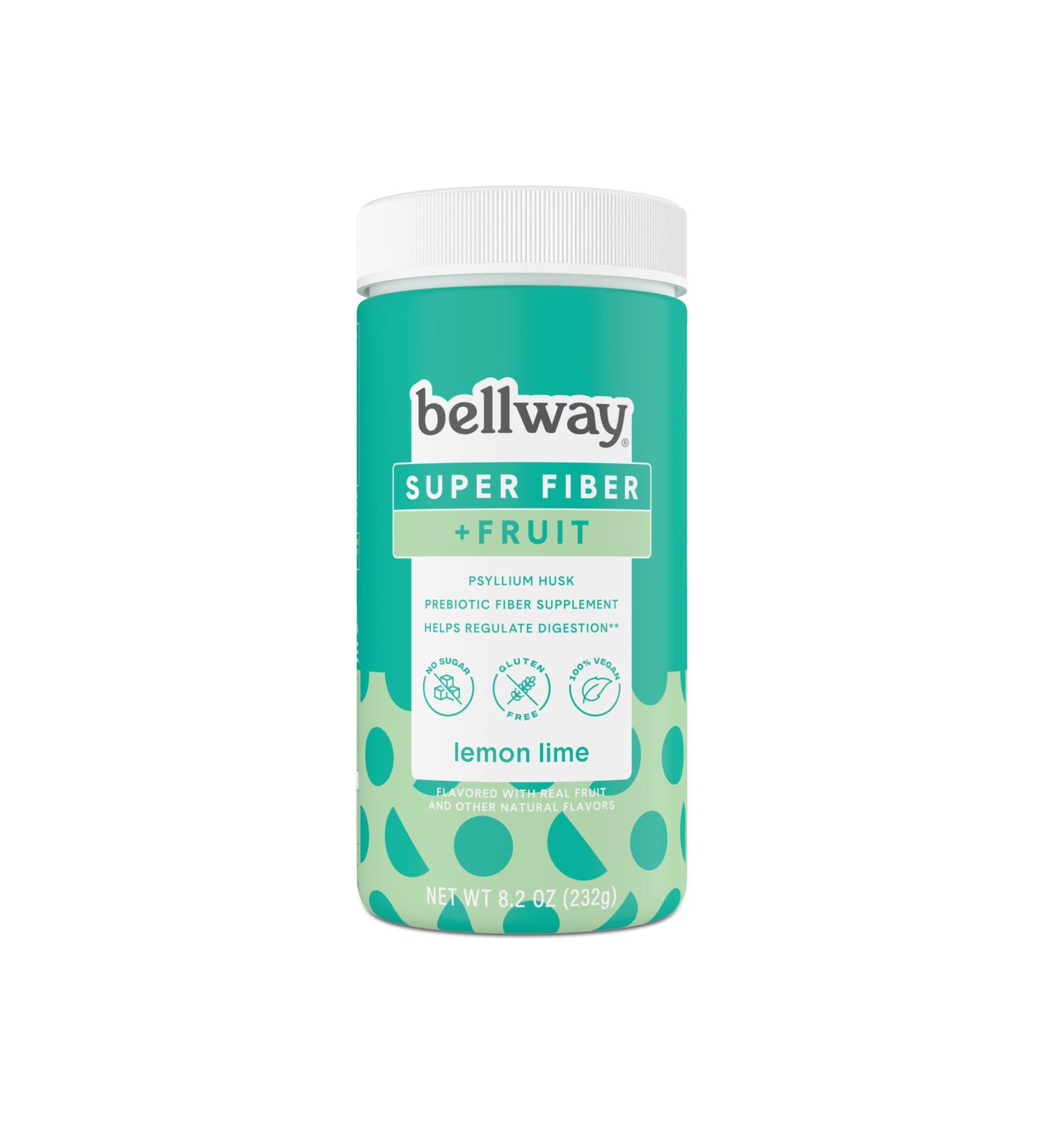 Bellway Fiber Super Powder - Lemon Lime Flavor - 8.2 oz | Sugar-Free Psyllium Husk Supplement - Buy Online on GoSupps.com