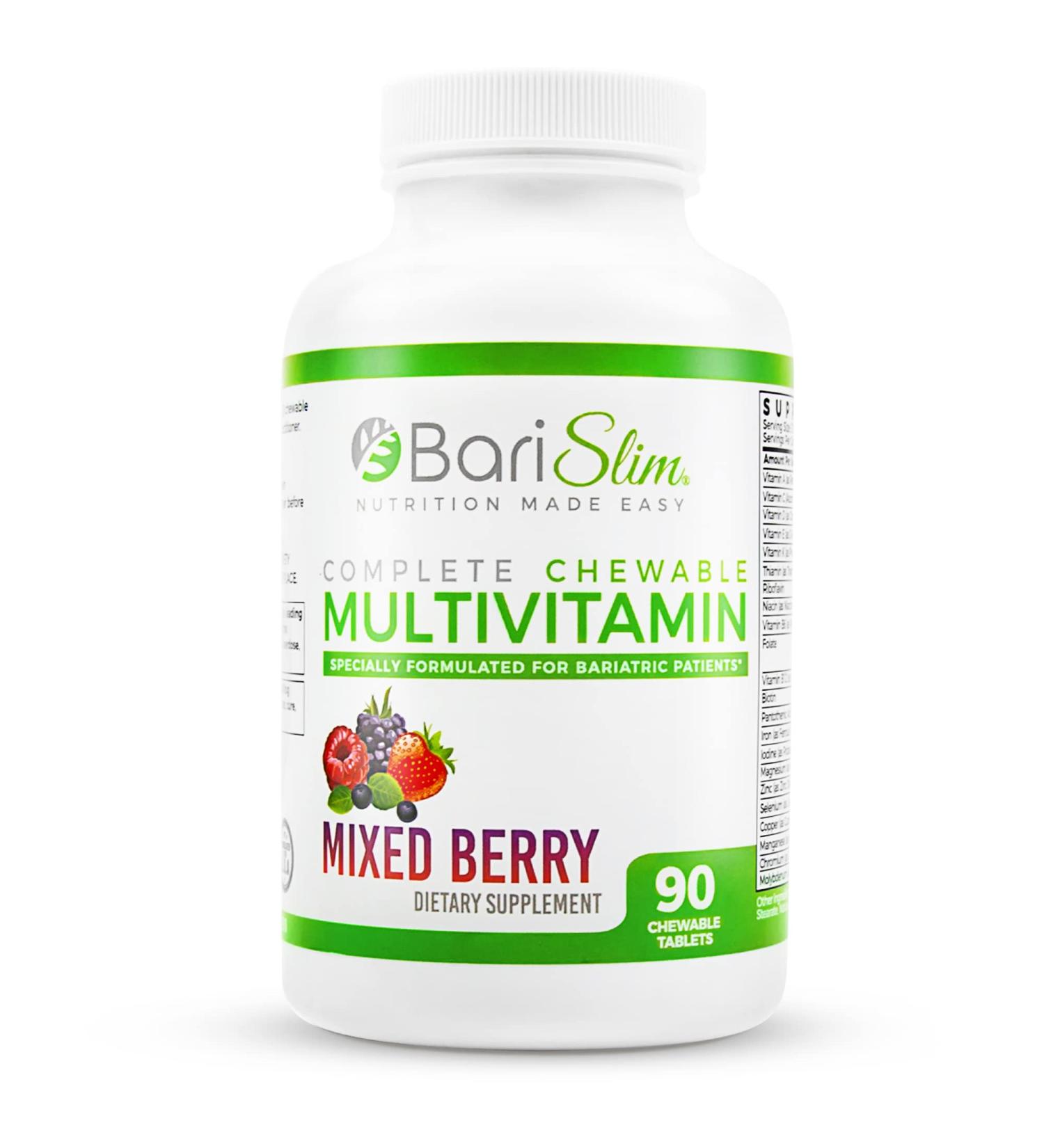 BariSlim Complete Chewable Bariatric Multivitamin Tablets - 45mg Iron - Post Bariatric Surgery Vitamin - Mixed Berry Flavor - Buy Online on GoSupps.com