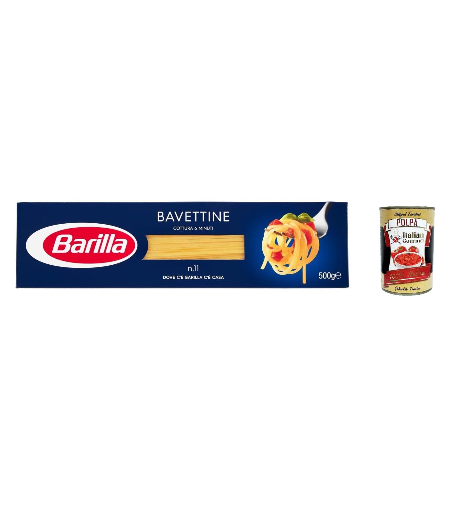  Italian Gourmet E.R. Pack of 10 Barilla Bavettine No. 11 Italian noodles 500g + Italian gourmet polpa 400g - Buy Online on GoSupps.com