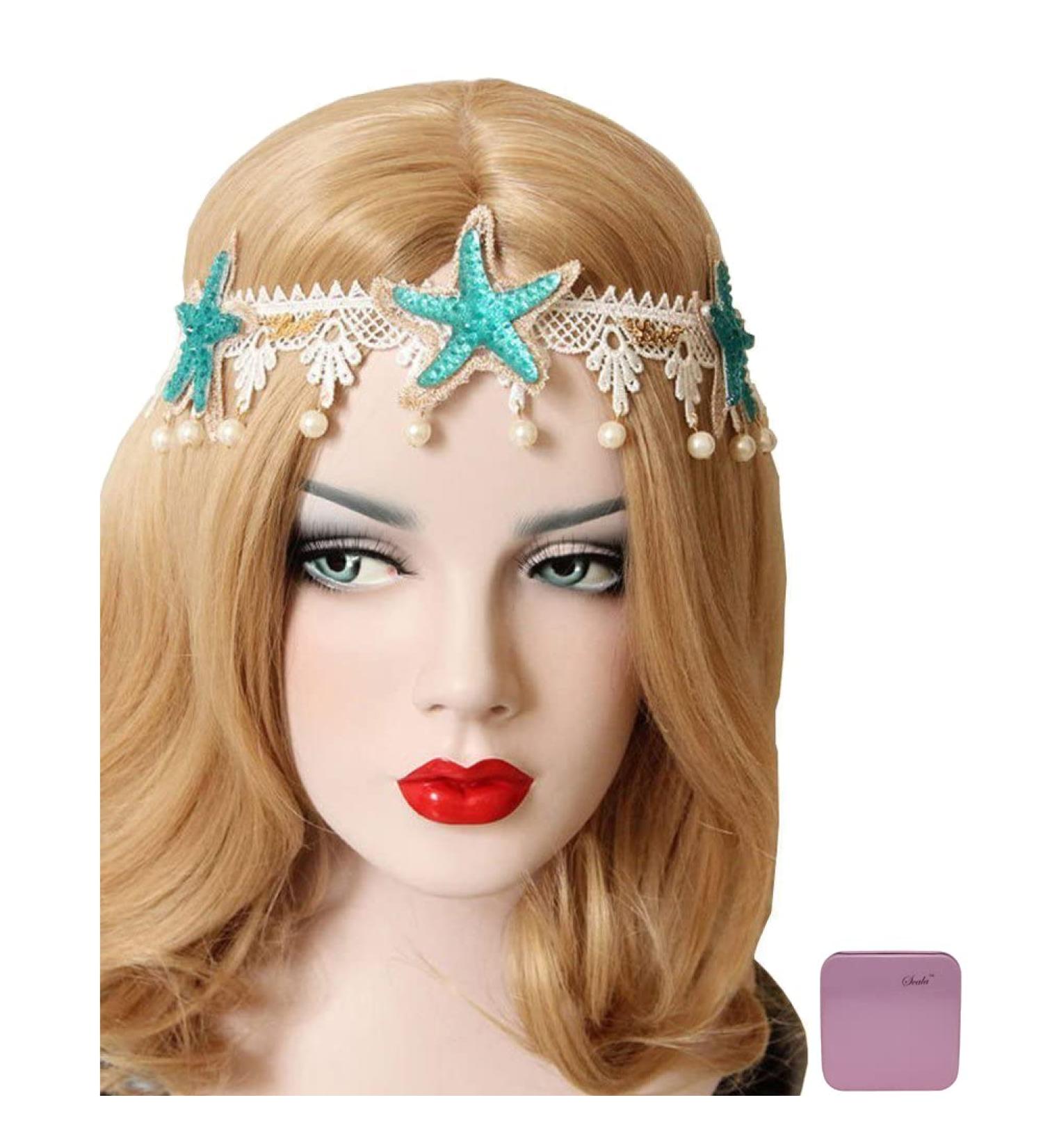 Ocean Acrylic Starfish Shell Headband with Rose Flowers - Mermaid Hair Accessories - Buy Online on GoSupps.com