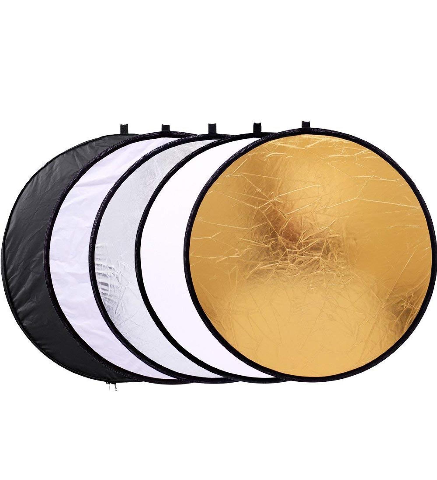24inch 5-in-1 Portable Reflector for Studio & Outdoor Photography with Bag - Translucent, Silver, Gold, White, Black - Buy Online on GoSupps.com