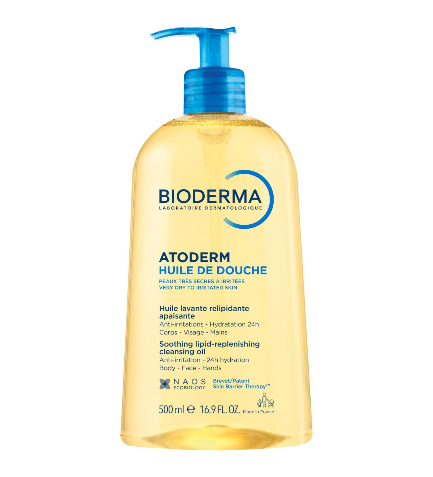 BIODERMA Atoderm Huile de douche - Nettoyant apaisant et anti-irritations - Confort imm diat d s utilisation et 24 h d hydratation - Peaux sensibles tr s s ches irrit es - Flacon pompe 500 ml - Buy Online on GoSupps.com