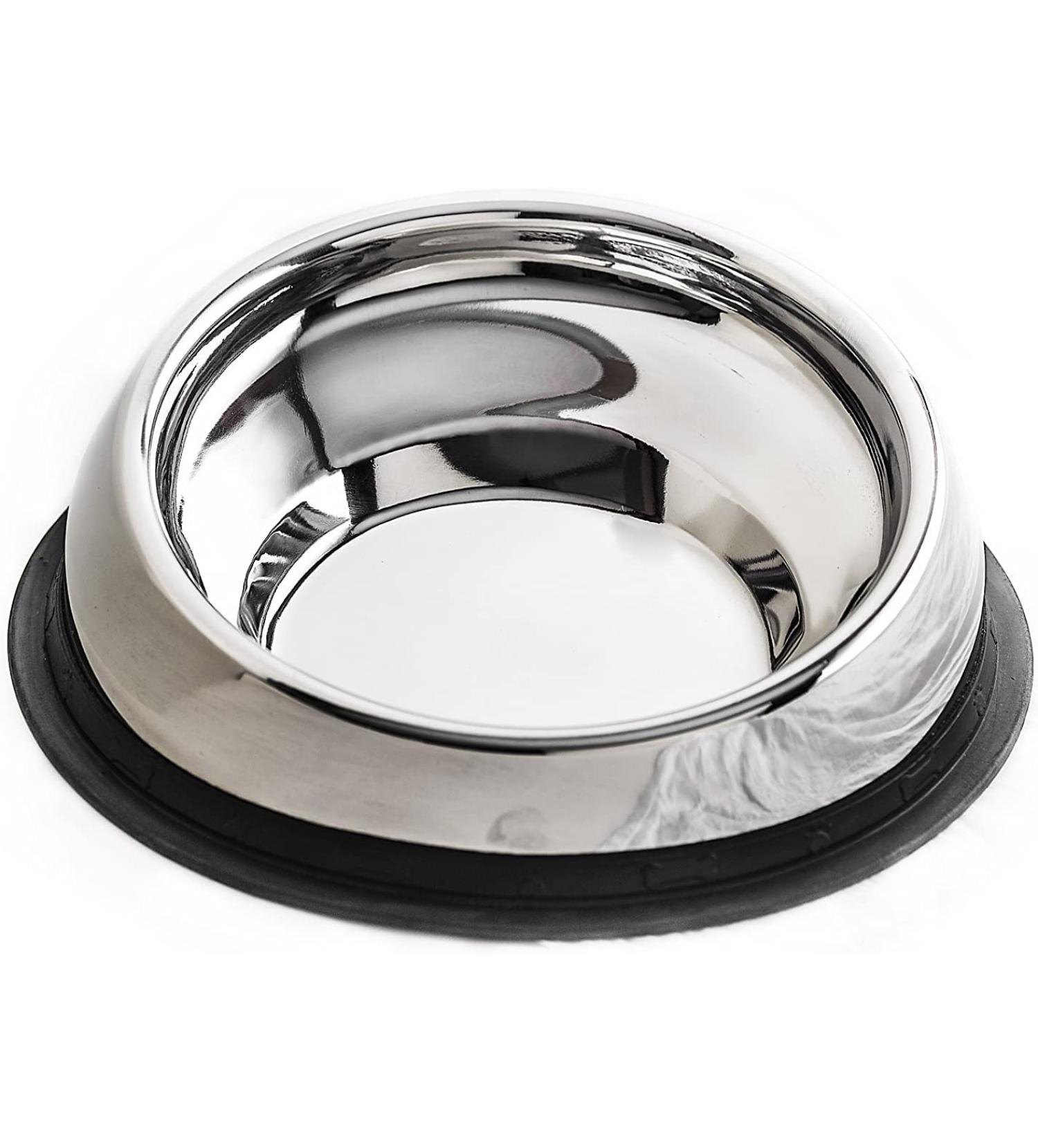 Enhanced Pet Bowl - Stainless Steel Dog Bowl for Flat-Faced Dog Breeds - Vet Approved - Non-Slip Slanted with Ridge - Less Mess, Less Gas and Better Digestion Large