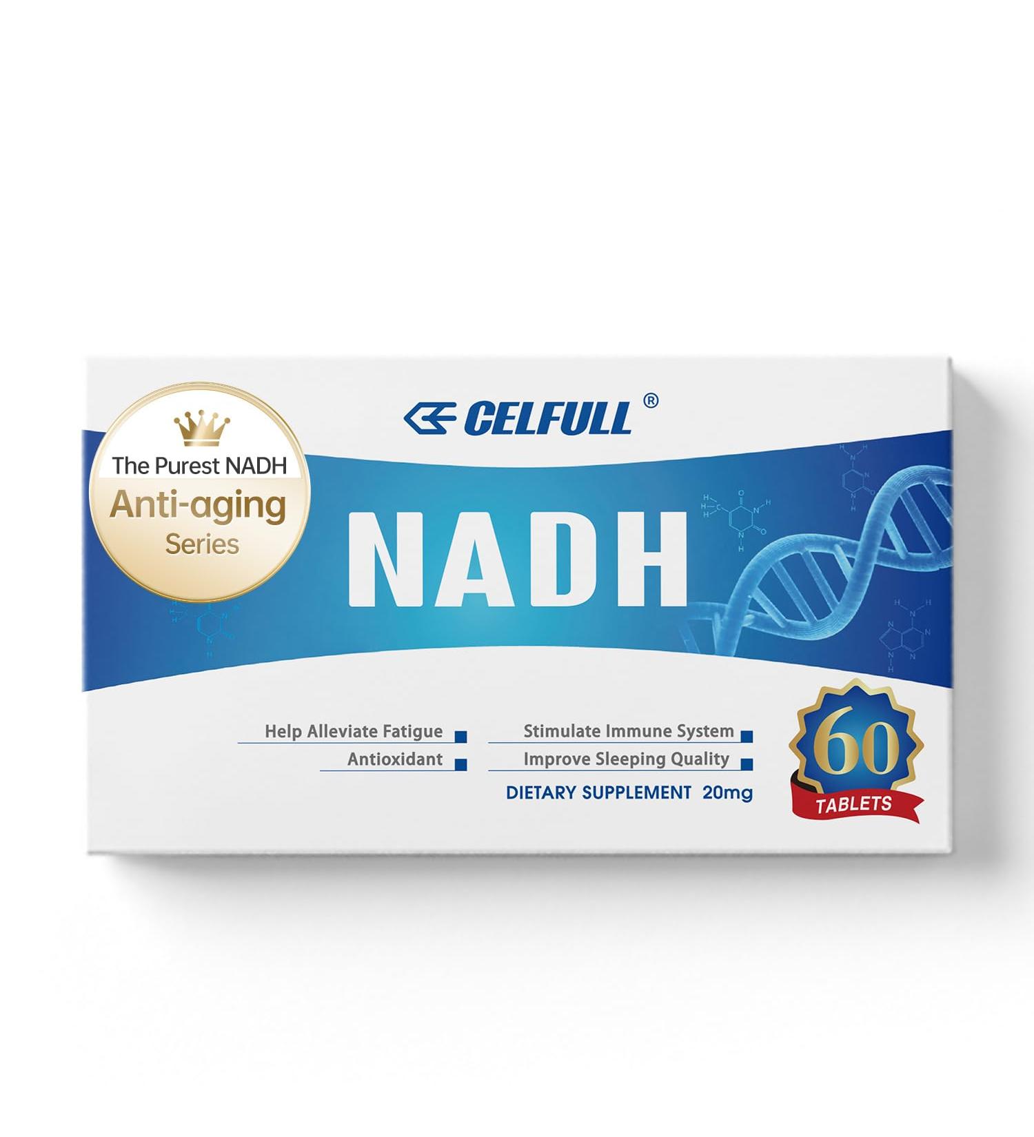 CELFULL NADH Supplement 40mg Enchance NMN Alternative NAD+ Supplement for Immune Support Anti-Aging Boost Brain Cognition & Chronic Fatigue Supplements 60 tablets - Buy Online on GoSupps.com