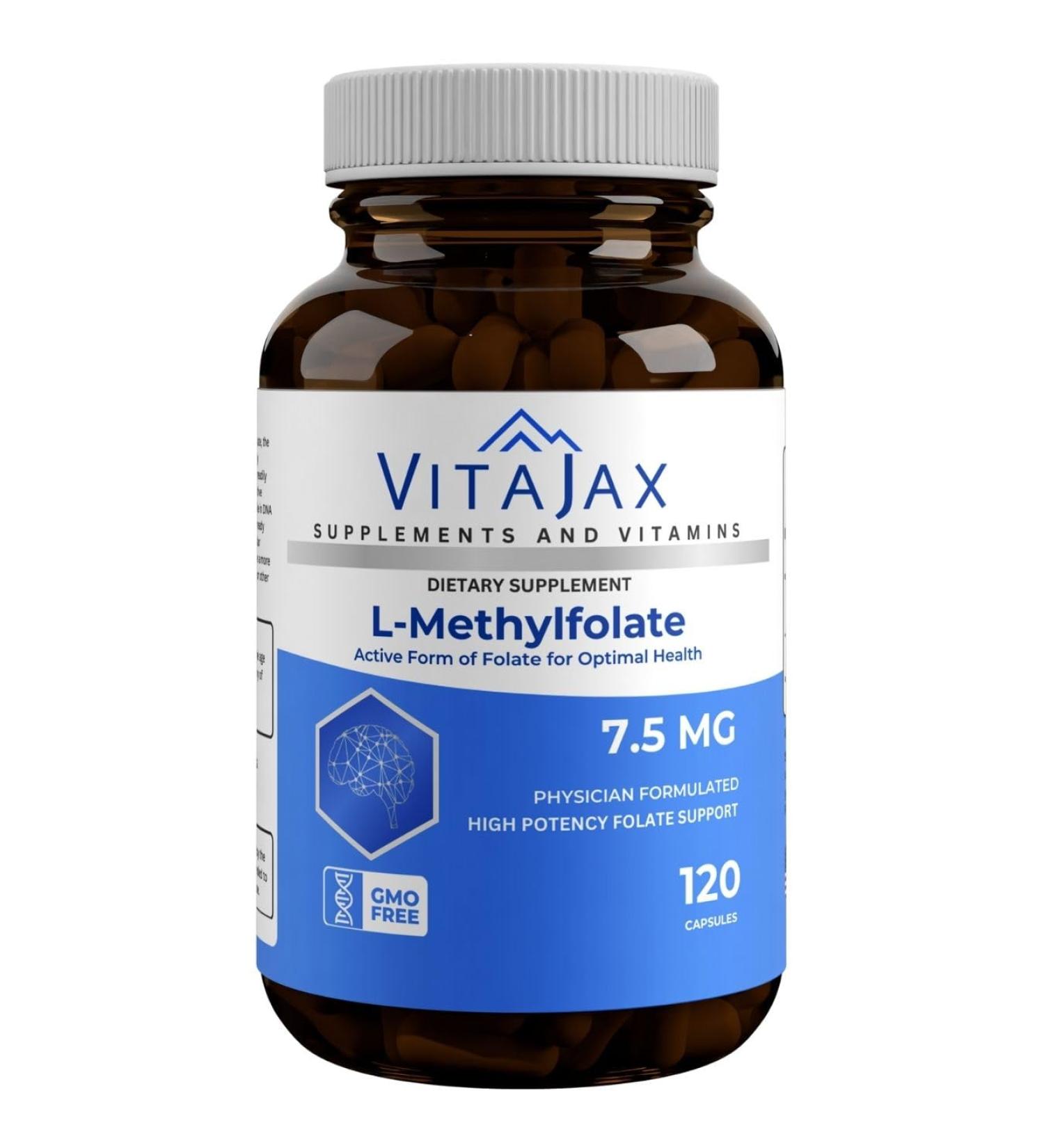 L Methylfolate 7.5 mg | 120 Caps | Value Pack | Max Potency | Active Folate | Gluten Free | Methyl Folate 5-MTHF | No Filler Doctor Designed and Formulated - Buy Online on GoSupps.com
