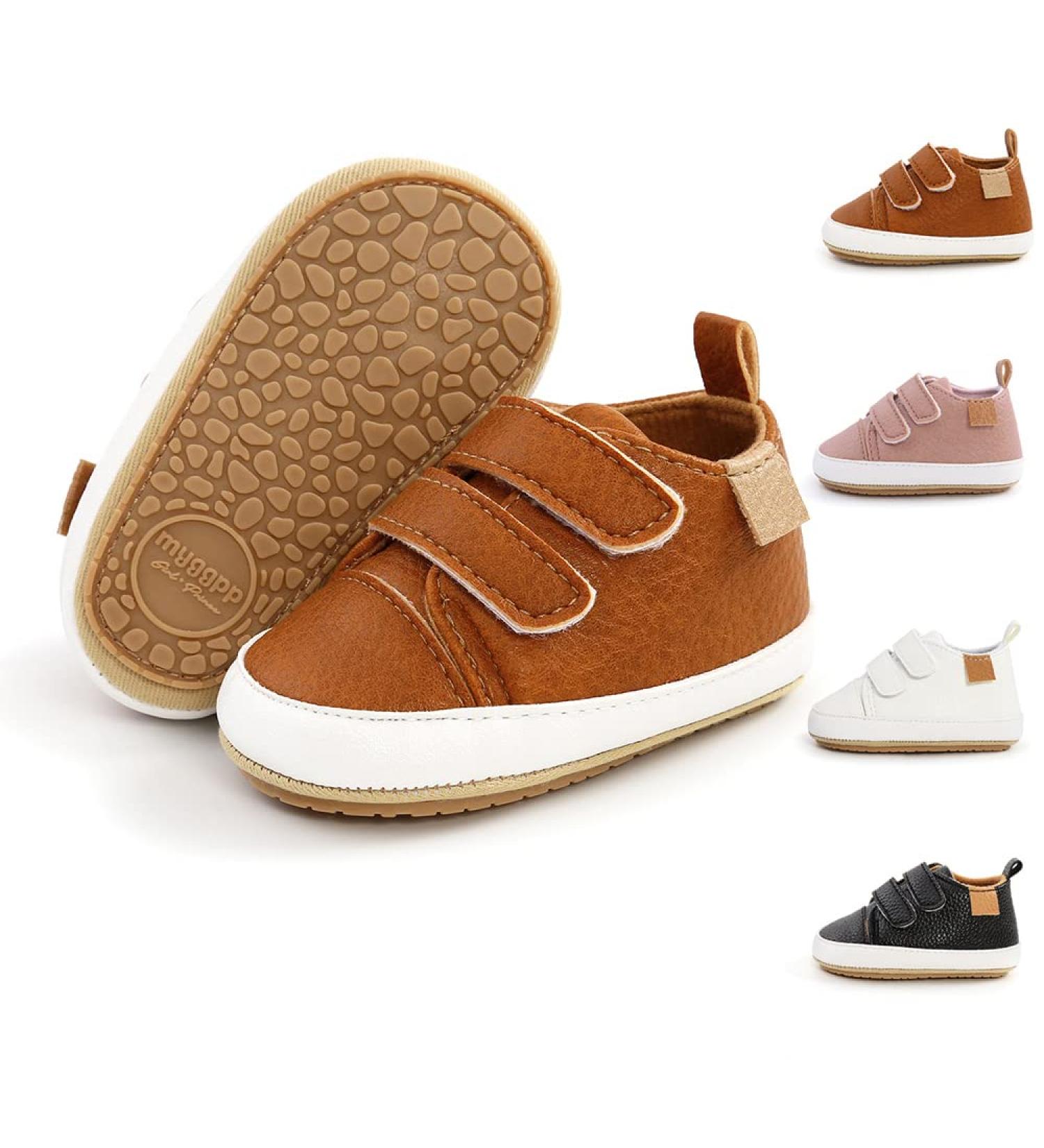 Sonsage Infant Baby Oxford Shoes - PU Leather Lace-Up Anti-Slip Trainer for Boys and Girls | Soft Rubber Sole First Walking Sneakers 0-6 Months - D Brown - Buy Online on GoSupps.com