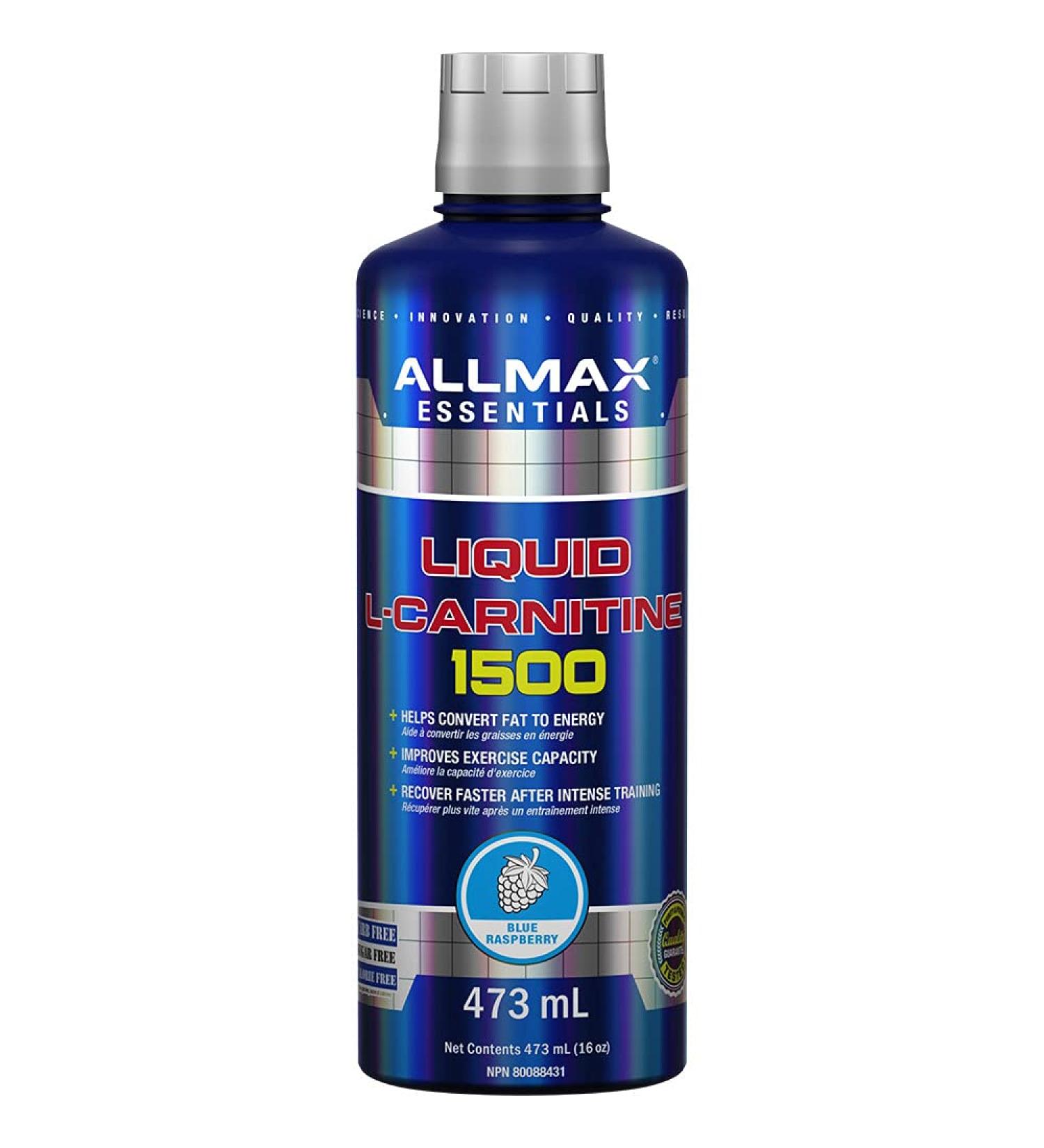 ALLMAX Nutrition Liquid L-Carnitine 1500 - Blue Raspberry 16oz (473ml) | Boost Energy & Fat Loss - Buy Online on GoSupps.com