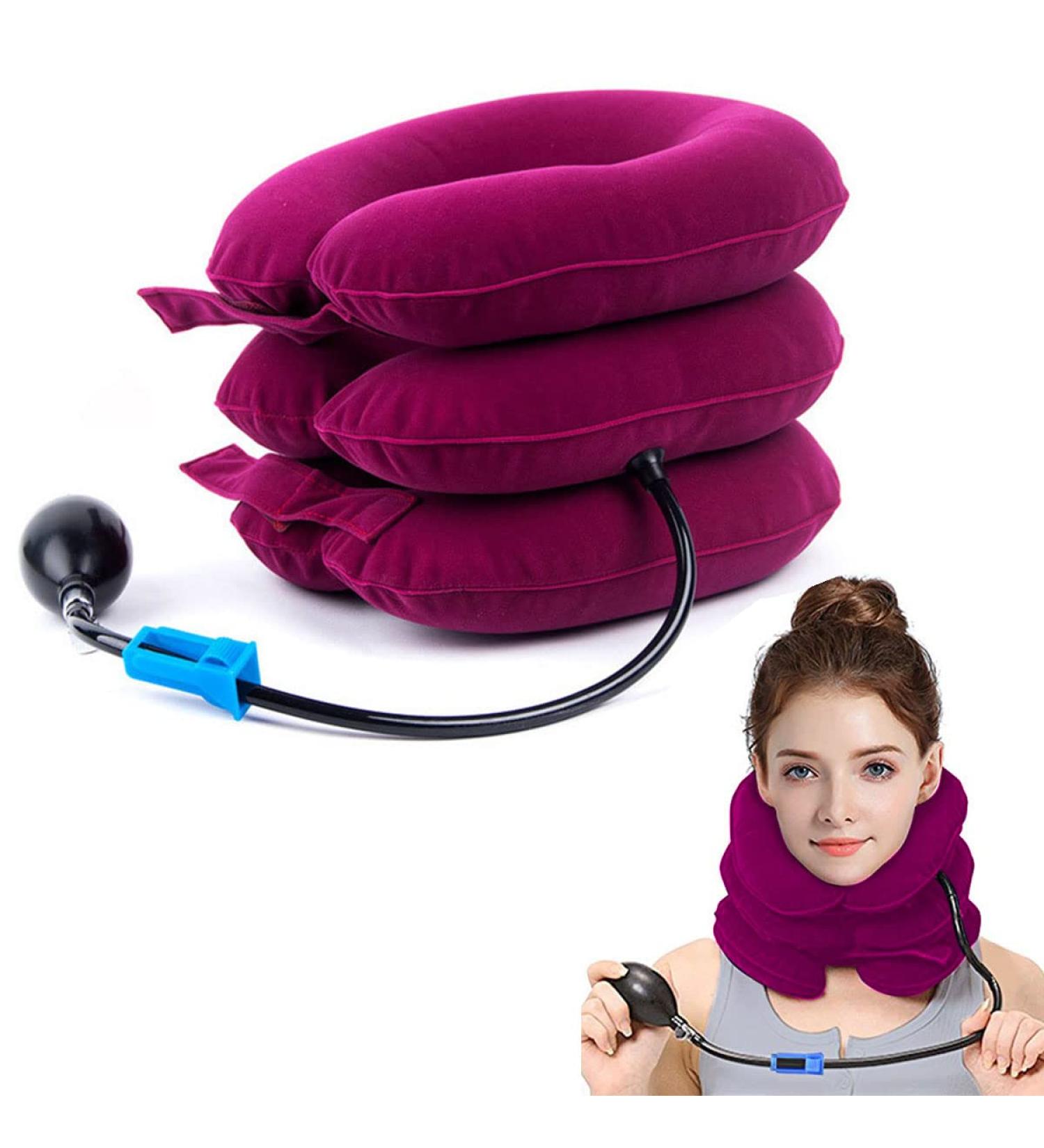 Cervical Neck Traction Device - Rose Red Neck Support for Pain Relief & Spinal Pressure Relief - Buy Online on GoSupps.com